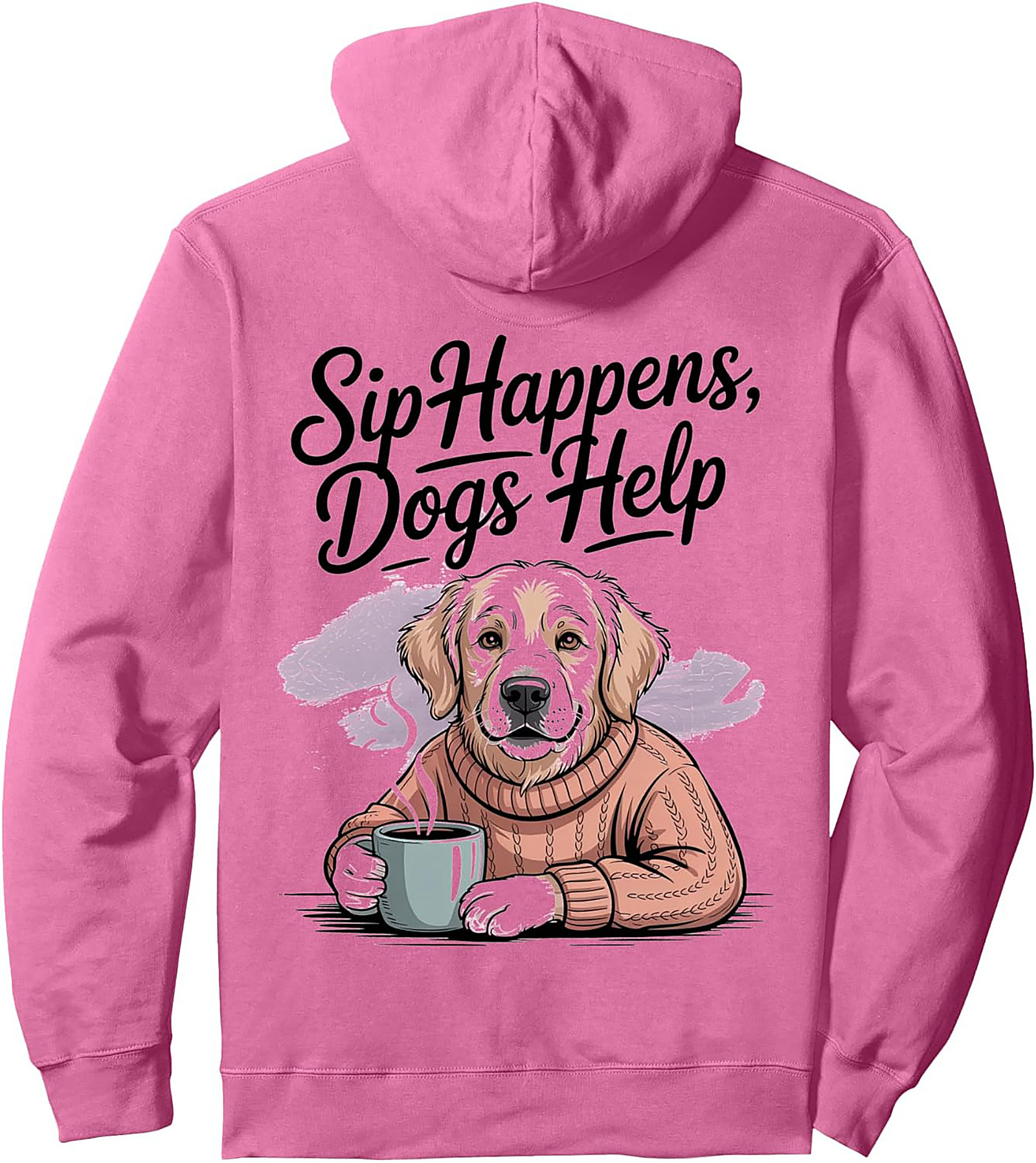 Golden Retriever Coffee Pullover Hoodie: Sip Happens, Dogs Help