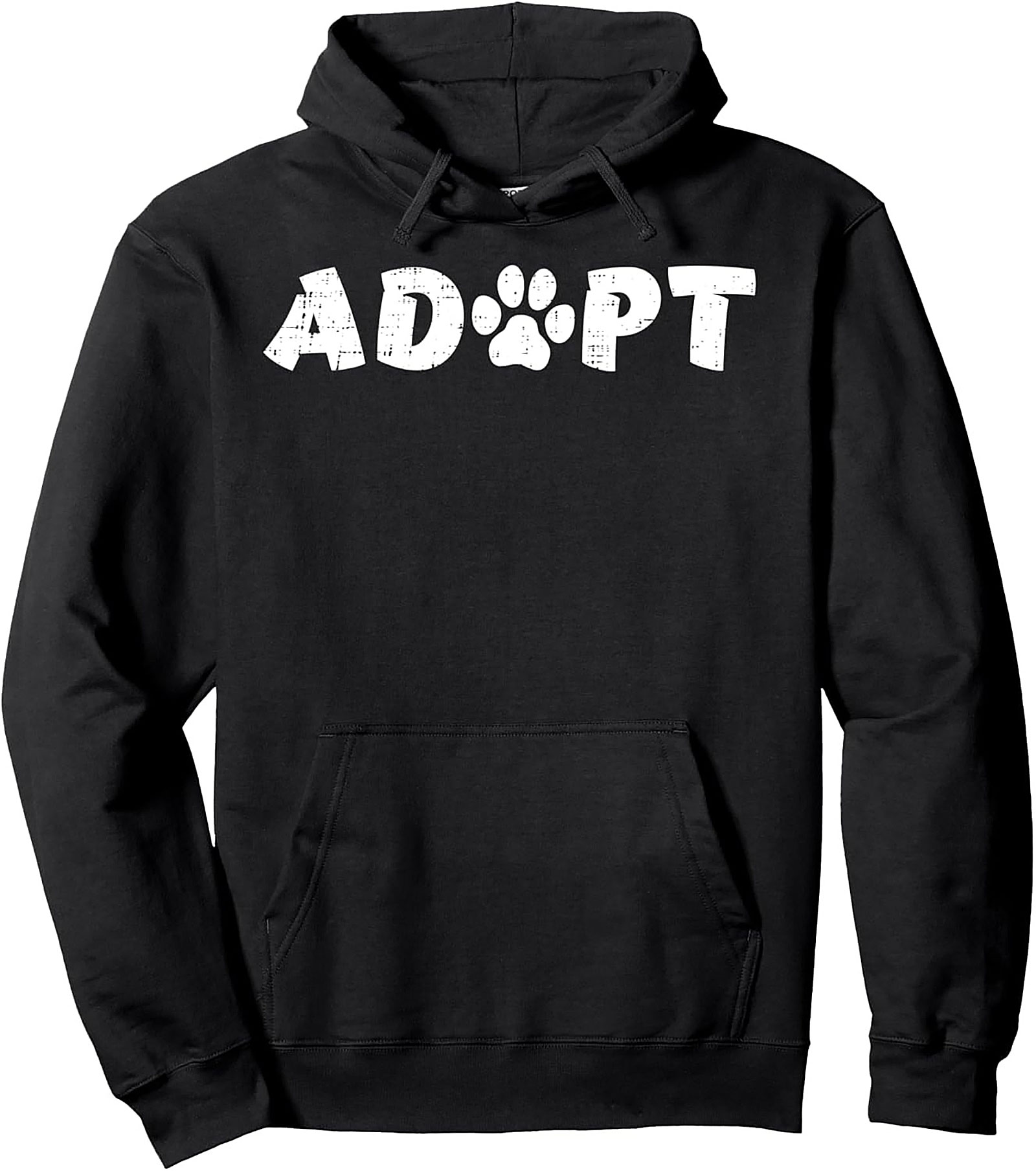 Adopt a Pet Pullover Hoodie | Distressed Paw Print Rescue Enthusiast Gear