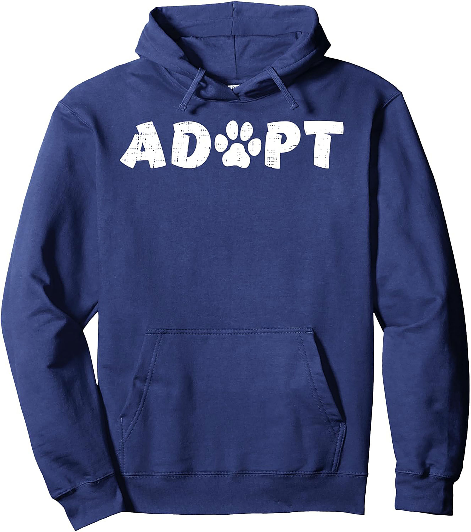 Adopt a Pet Pullover Hoodie | Distressed Paw Print Rescue Enthusiast Gear