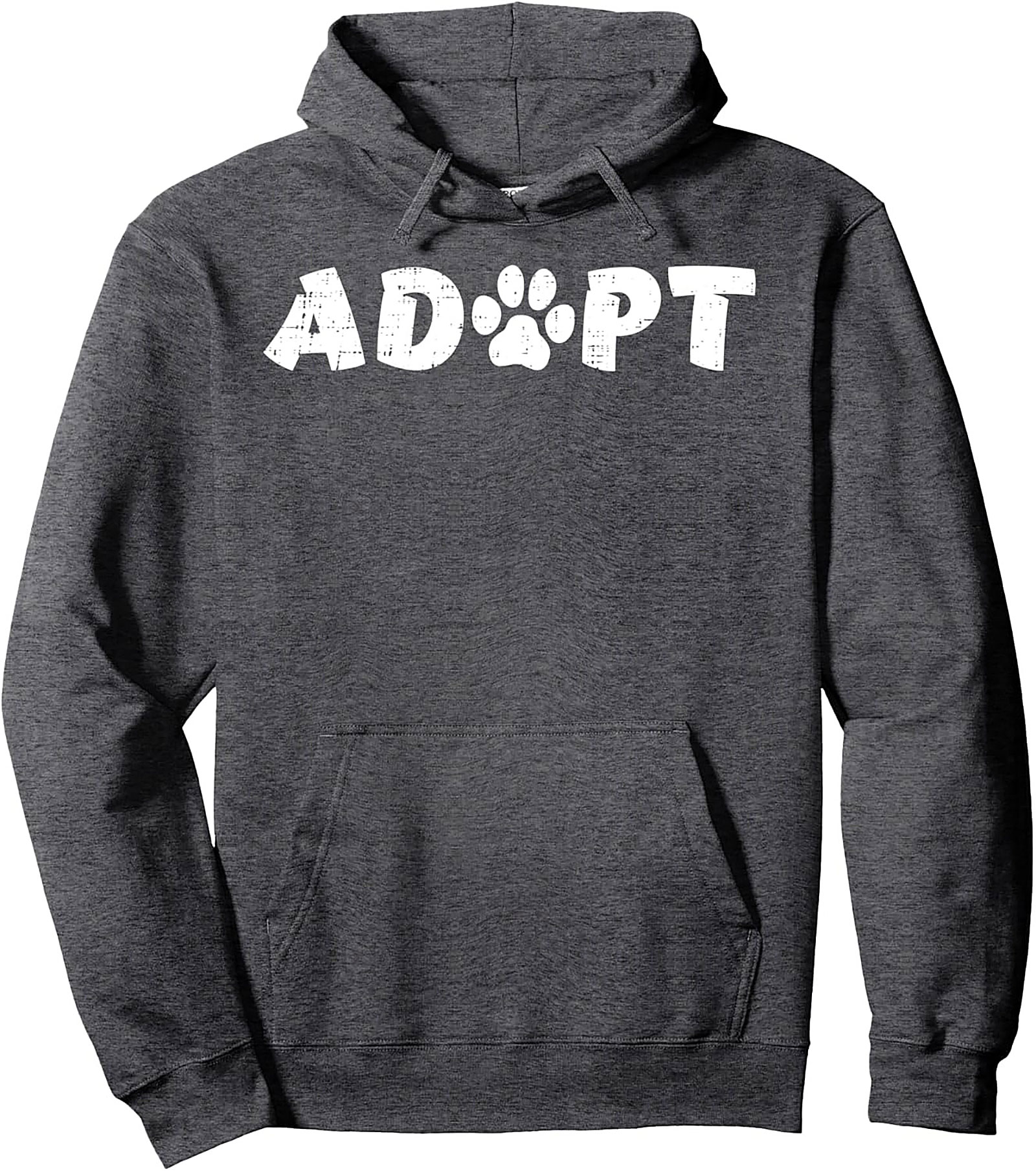 Adopt a Pet Pullover Hoodie | Distressed Paw Print Rescue Enthusiast Gear