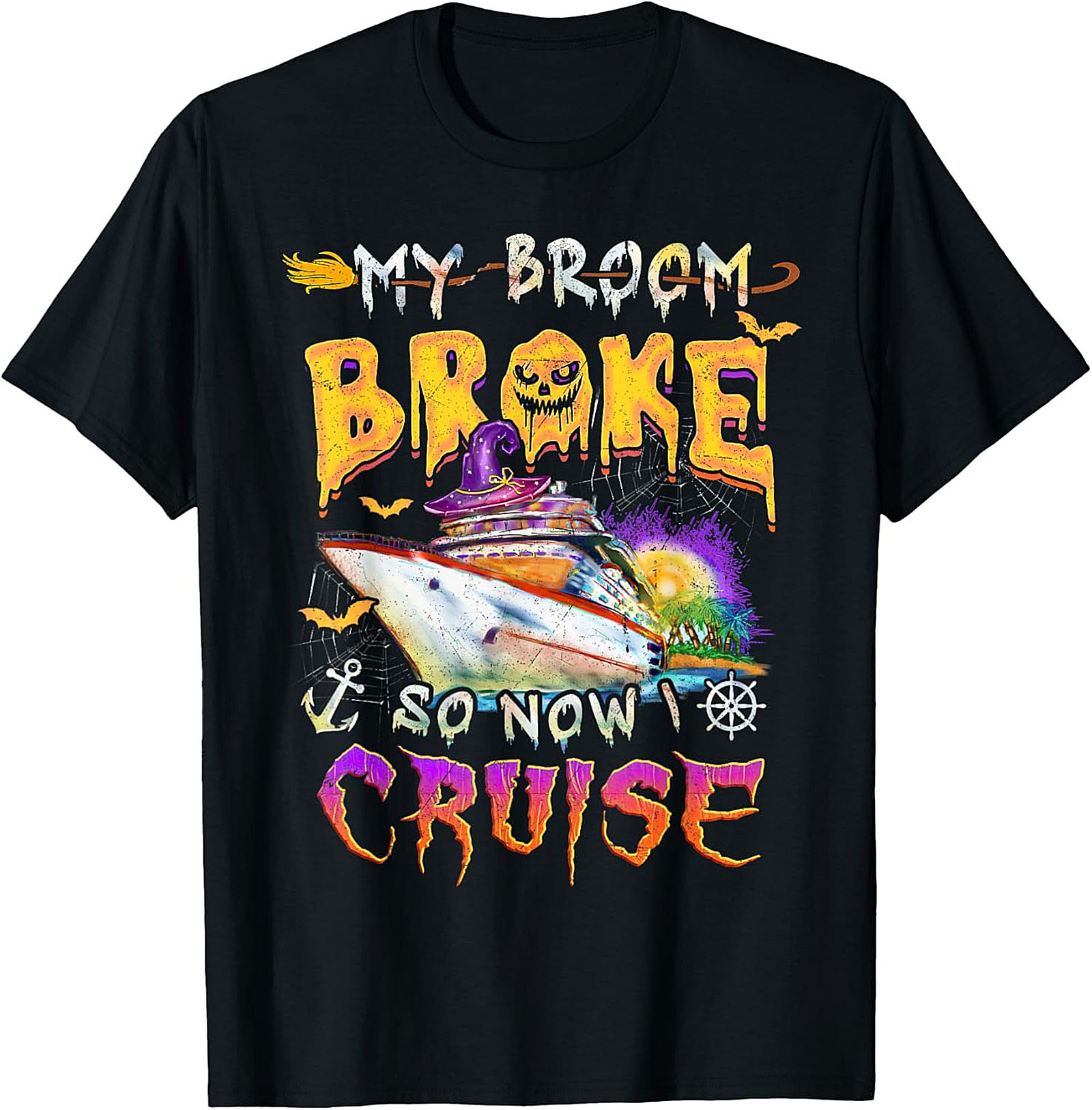 Funny Halloween Cruise T-Shirt | My Broom Broke Tee