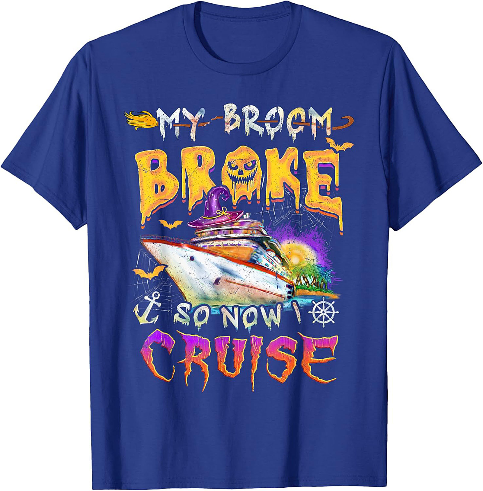 Funny Halloween Cruise T-Shirt | My Broom Broke Tee