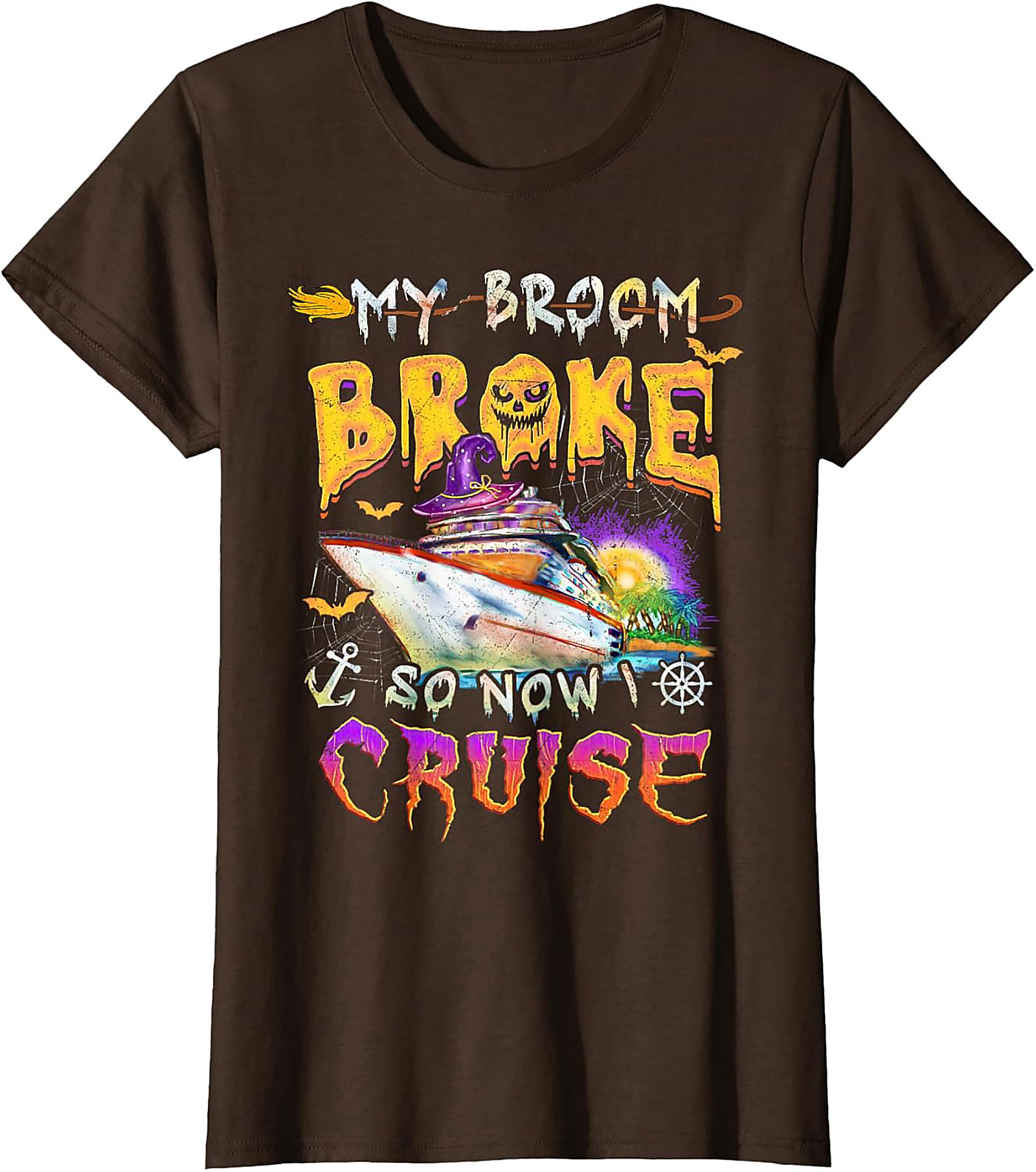 Funny Halloween Cruise T-Shirt | My Broom Broke Tee