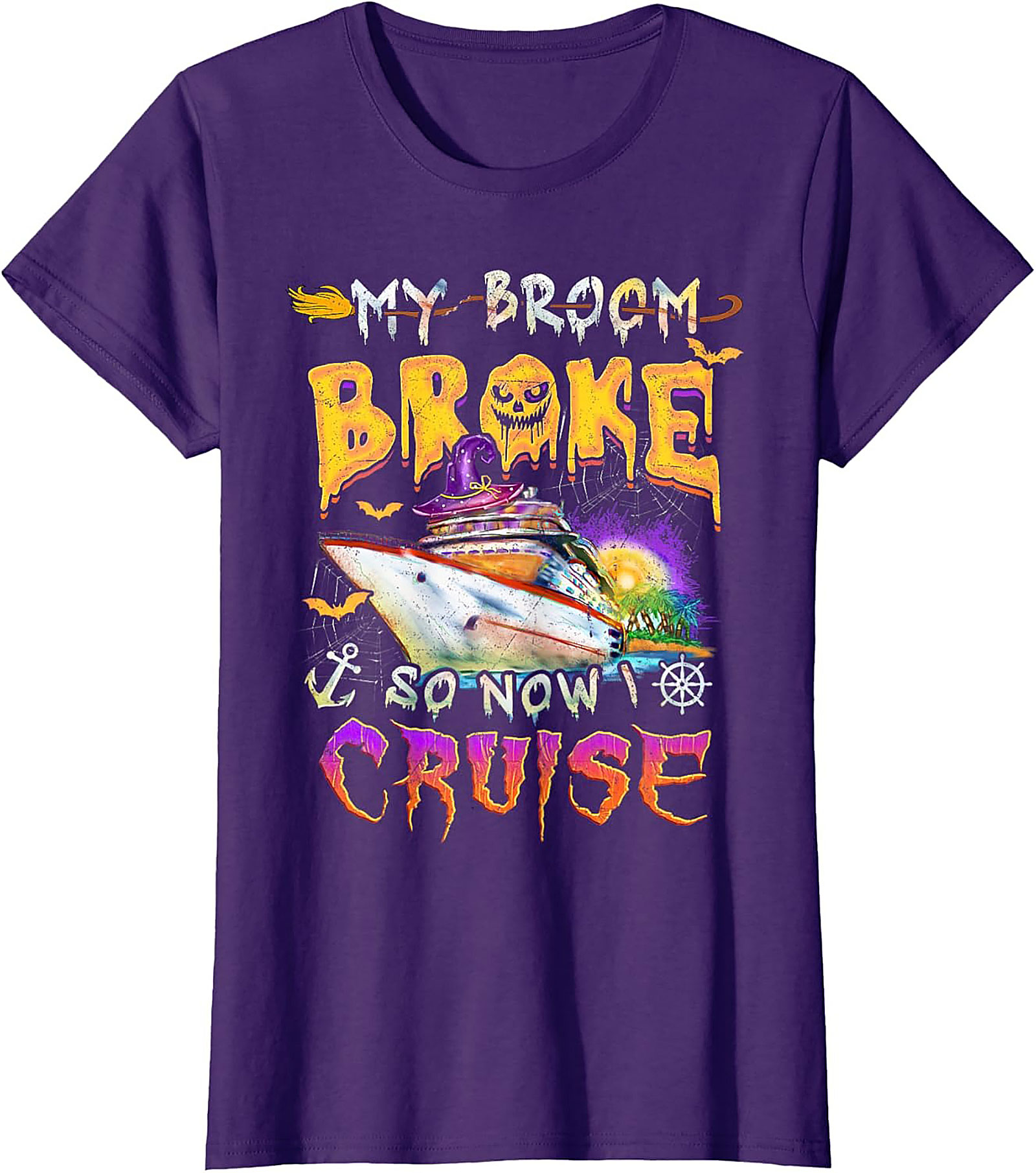 Funny Halloween Cruise T-Shirt | My Broom Broke Tee
