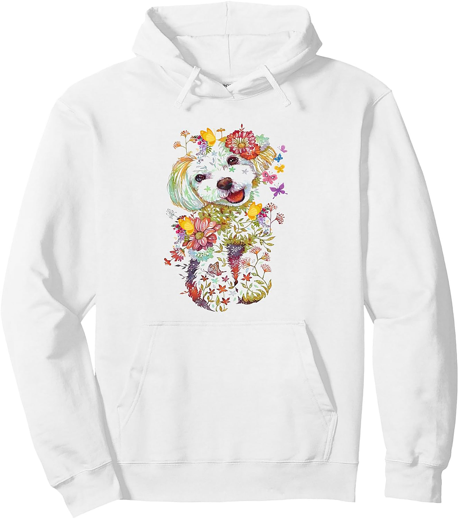 Floral Dog Pullover Hoodie | Whimsical Watercolor Botanical Art