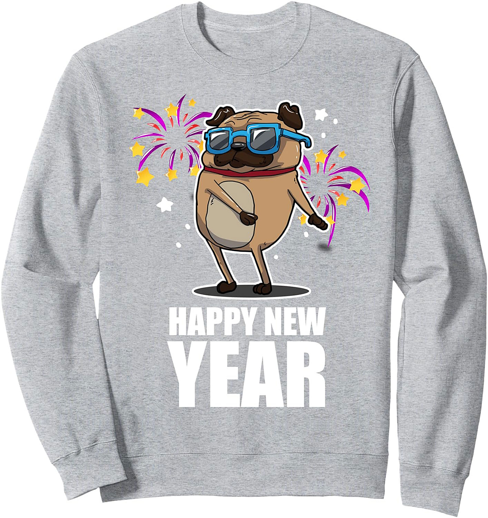 Dancing Pug Happy New Year Crewneck Sweatshirt 