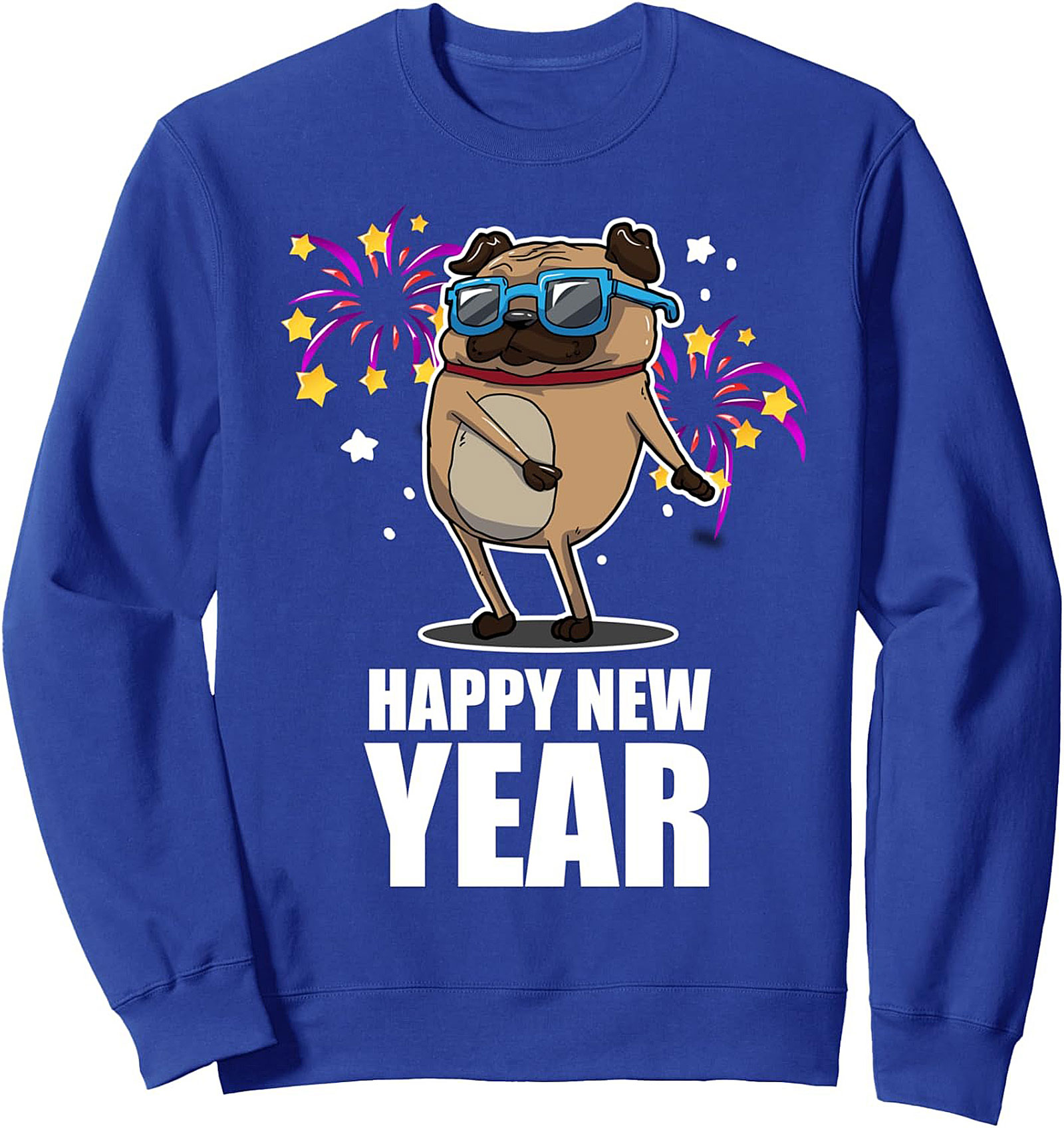 Dancing Pug Happy New Year Crewneck Sweatshirt 