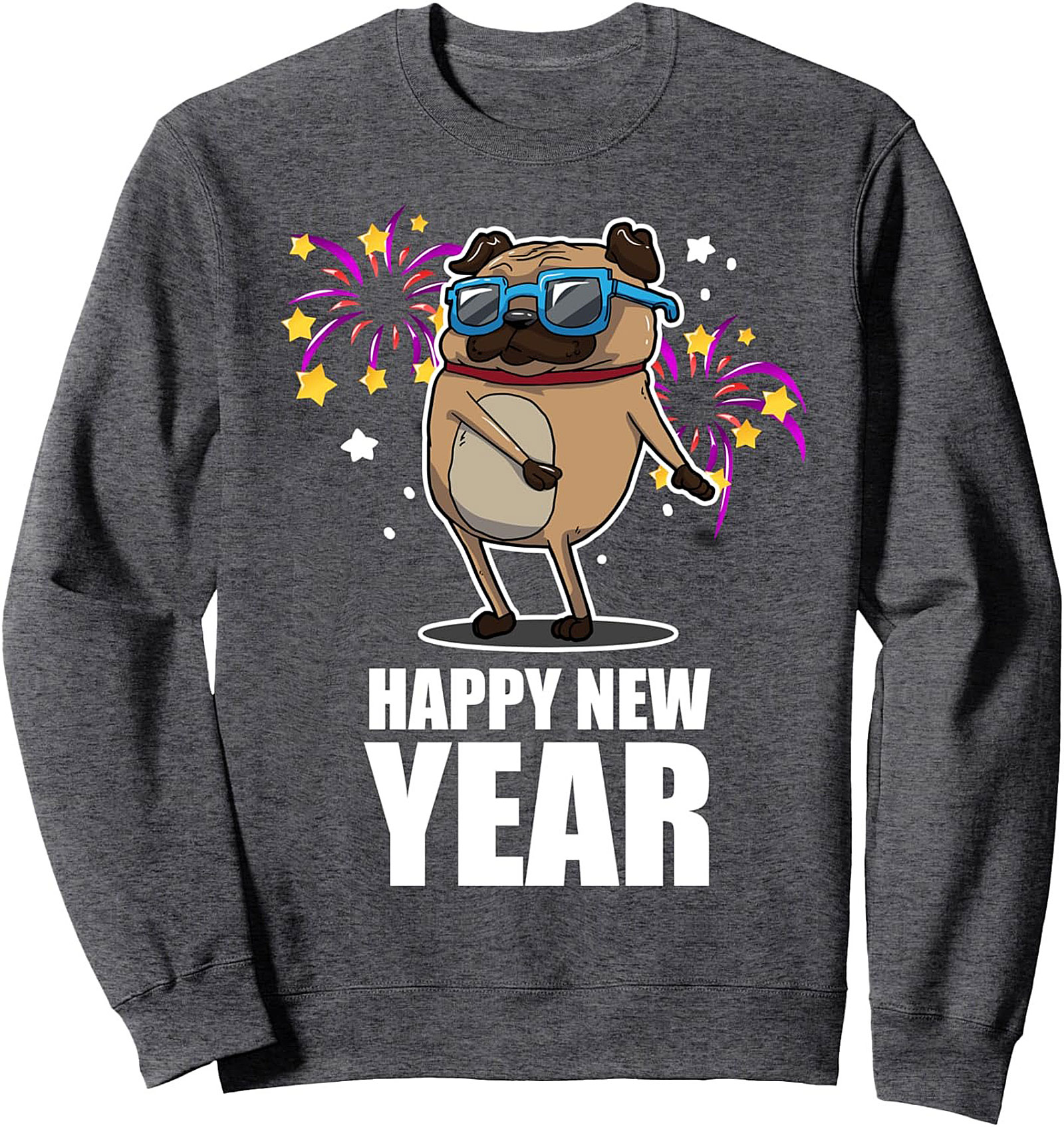 Dancing Pug Happy New Year Crewneck Sweatshirt 