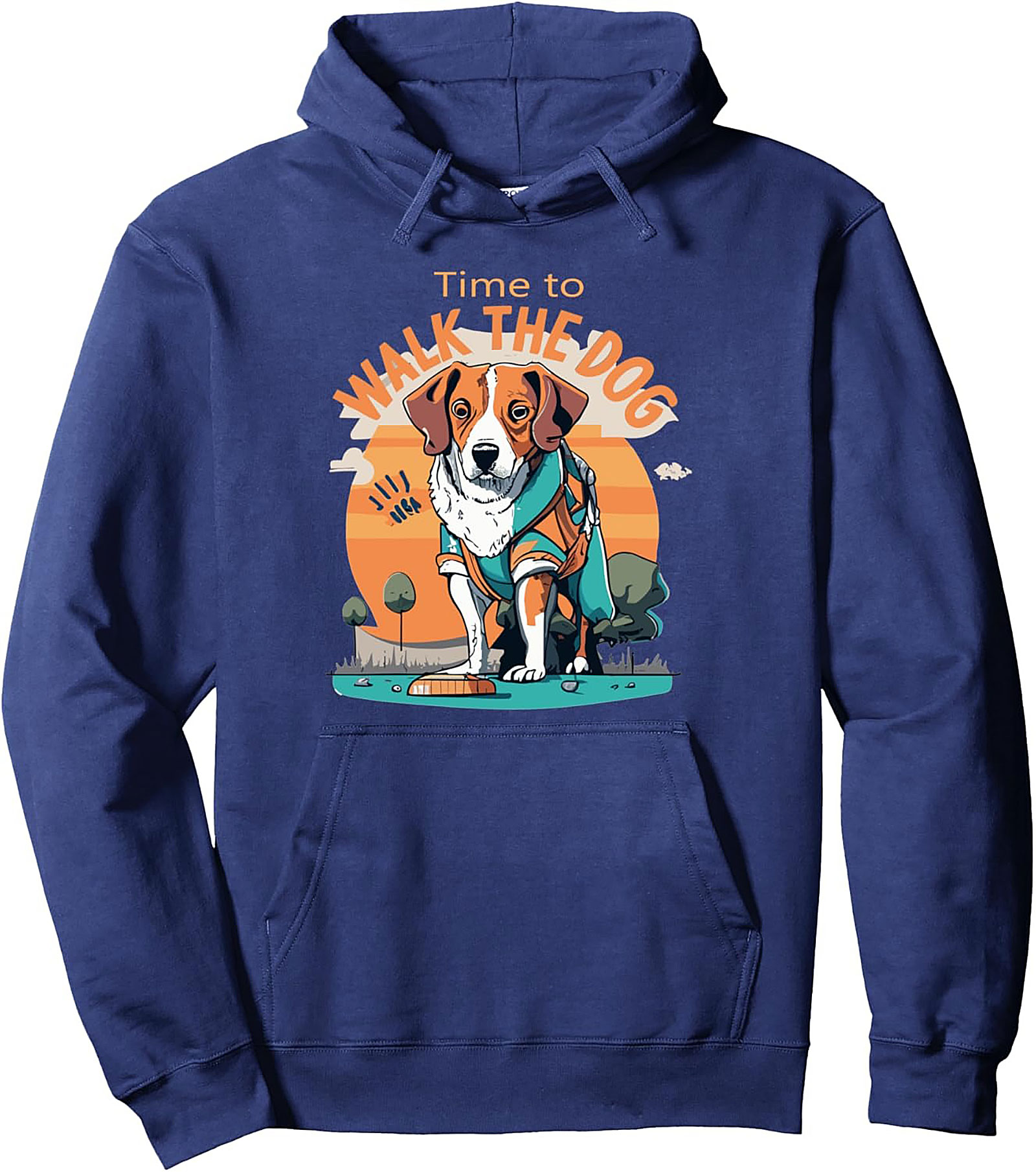 Time to Walk the Dog | Retro Beagle Dog Walker Graphic Hoodie