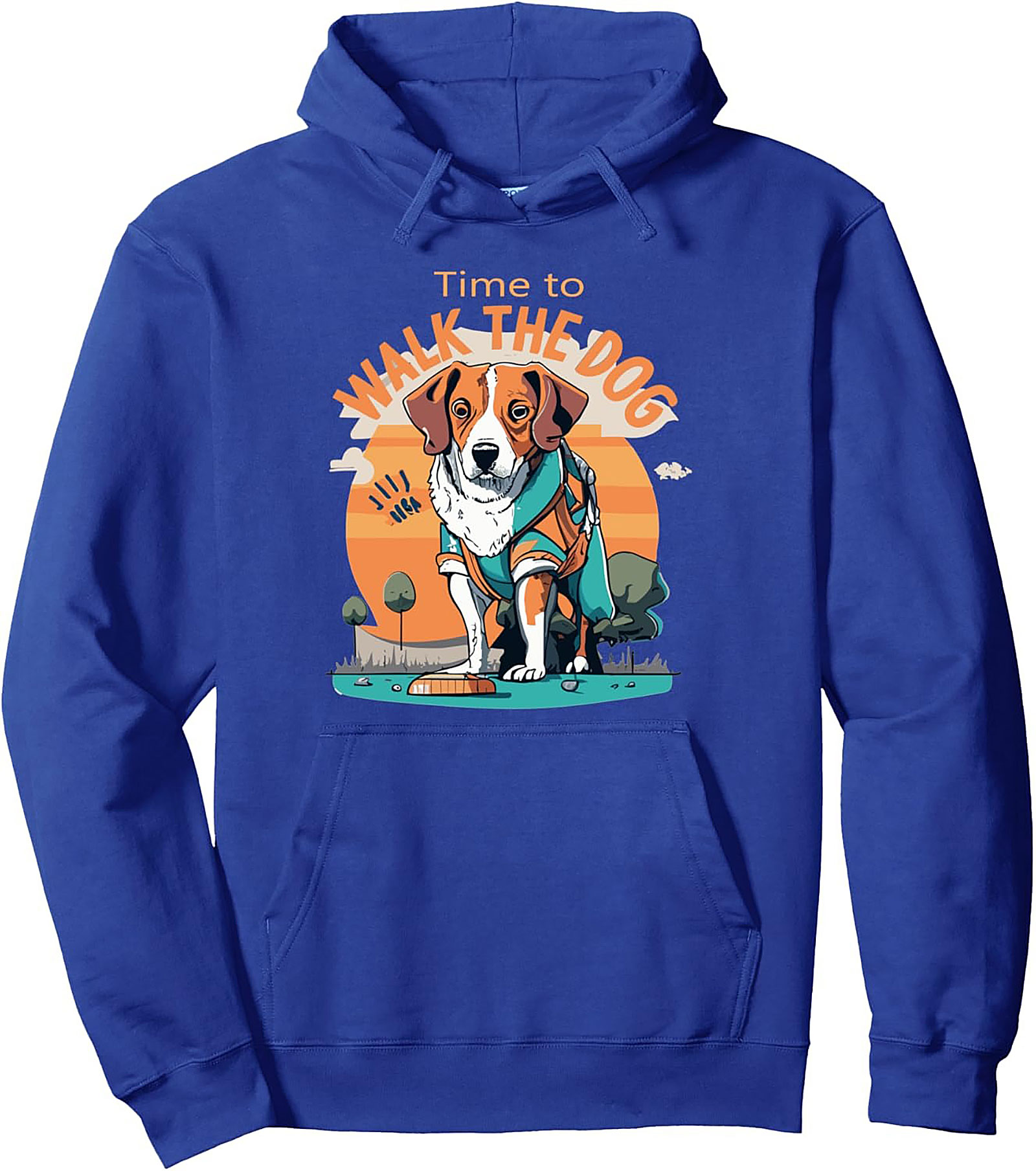 Time to Walk the Dog | Retro Beagle Dog Walker Graphic Hoodie
