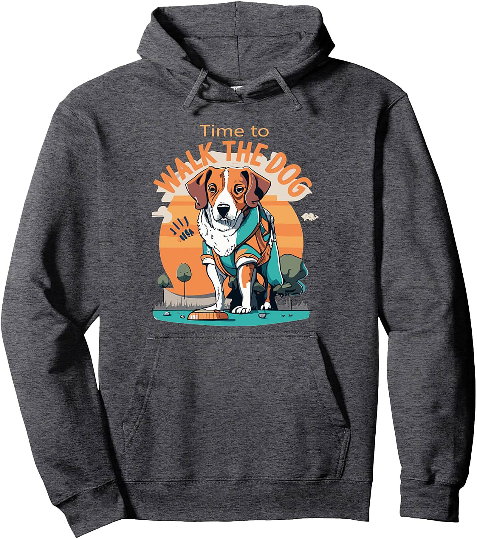Time to Walk the Dog | Retro Beagle Dog Walker Graphic Hoodie