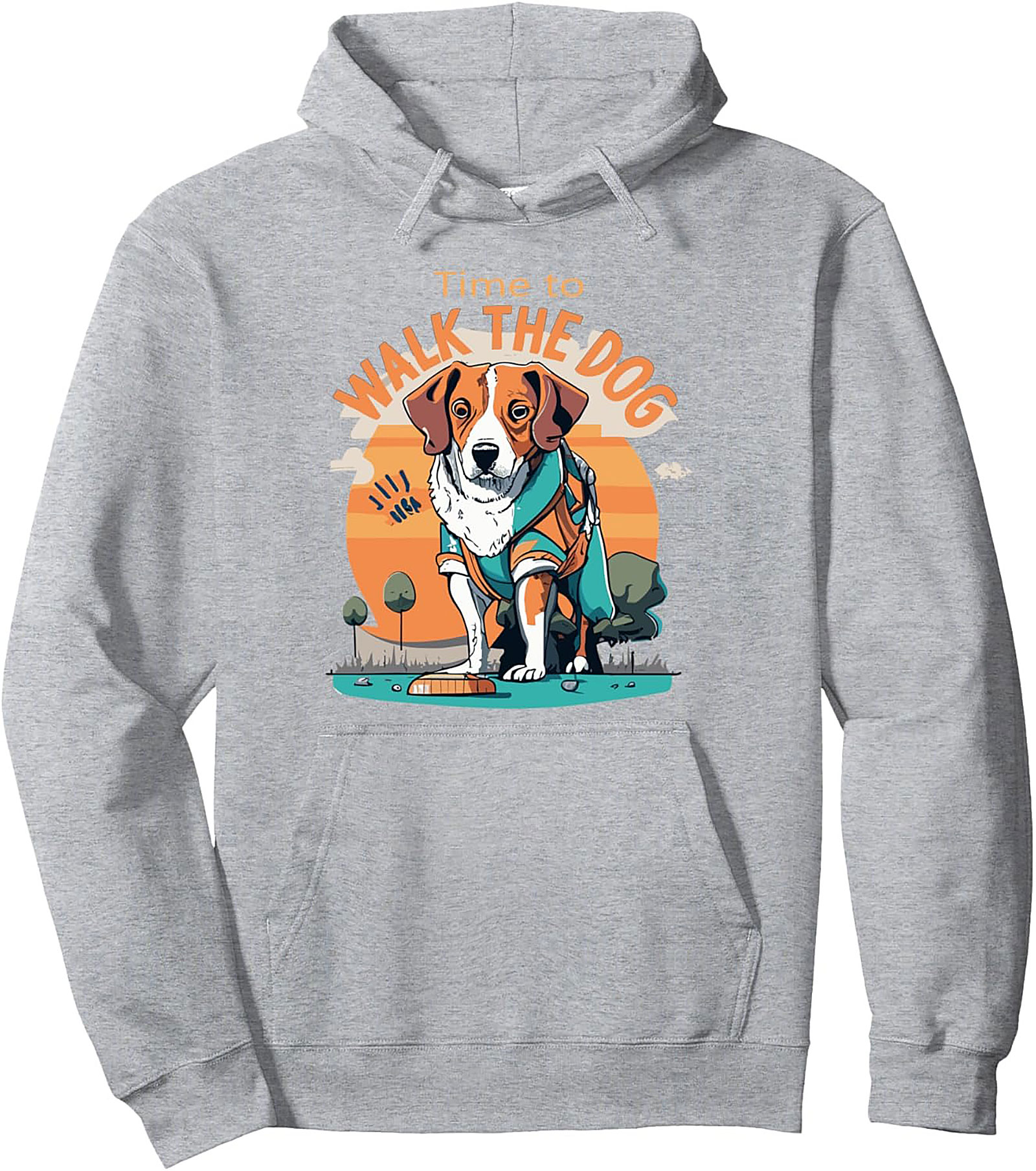 Time to Walk the Dog | Retro Beagle Dog Walker Graphic Hoodie