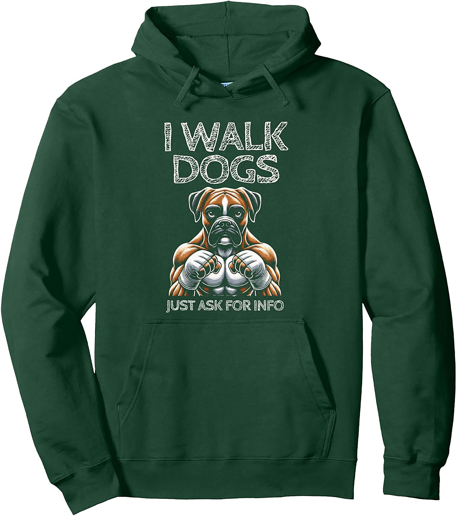 Muscular Boxer Dog Walker Unisex Hoodie | I Walk Dogs Just Ask For Info