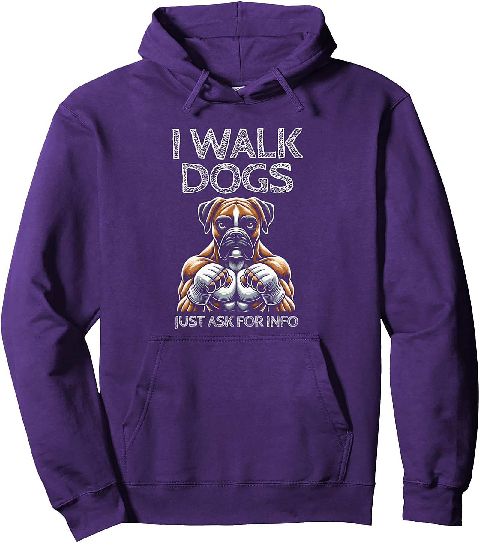 Muscular Boxer Dog Walker Unisex Hoodie | I Walk Dogs Just Ask For Info