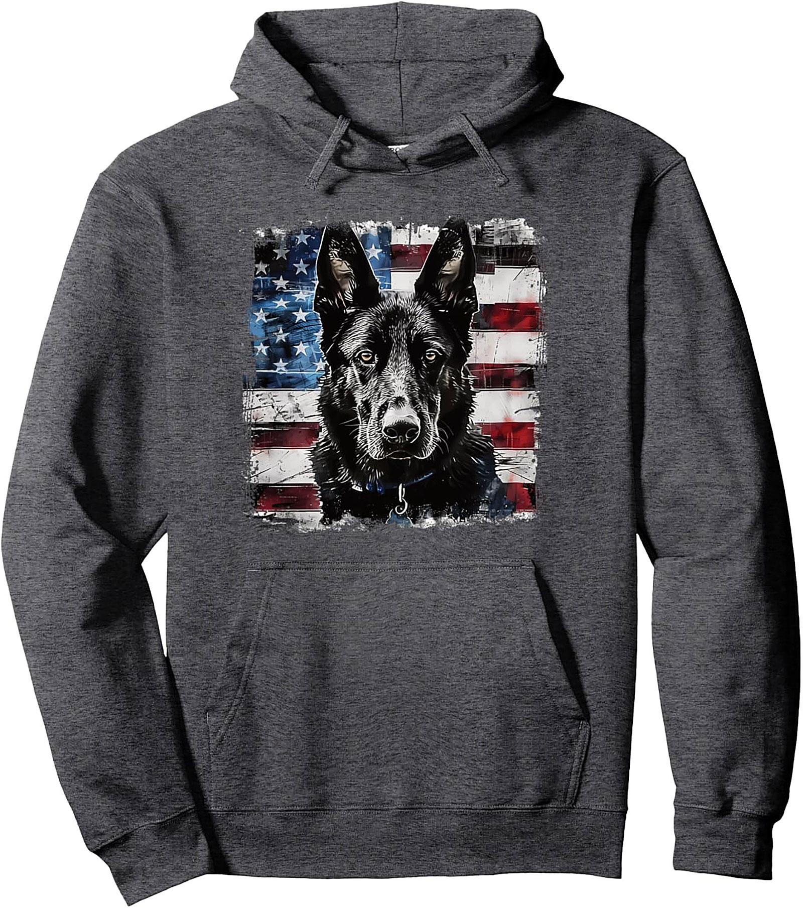 German Shepherd American Flag Pullover Hoodie | K9 Patriot Graphic Hoodie