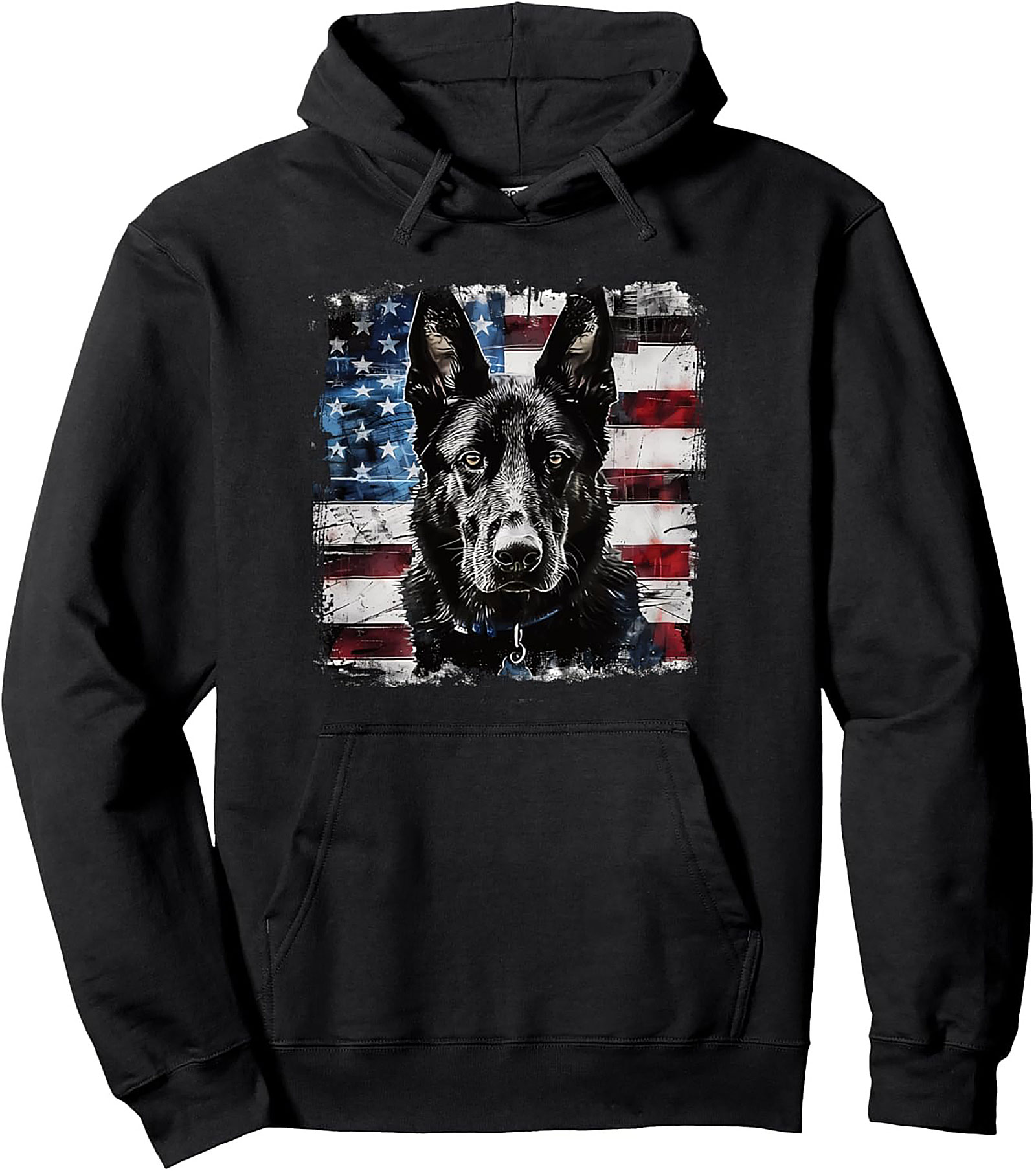 German Shepherd American Flag Pullover Hoodie | K9 Patriot Graphic Hoodie