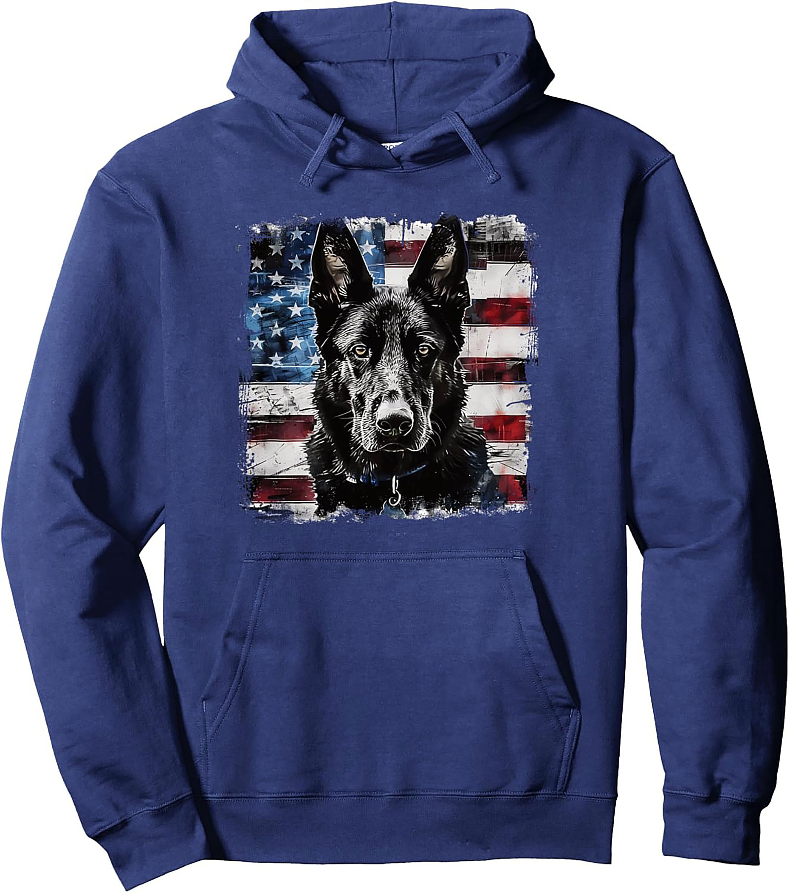German Shepherd American Flag Pullover Hoodie | K9 Patriot Graphic Hoodie