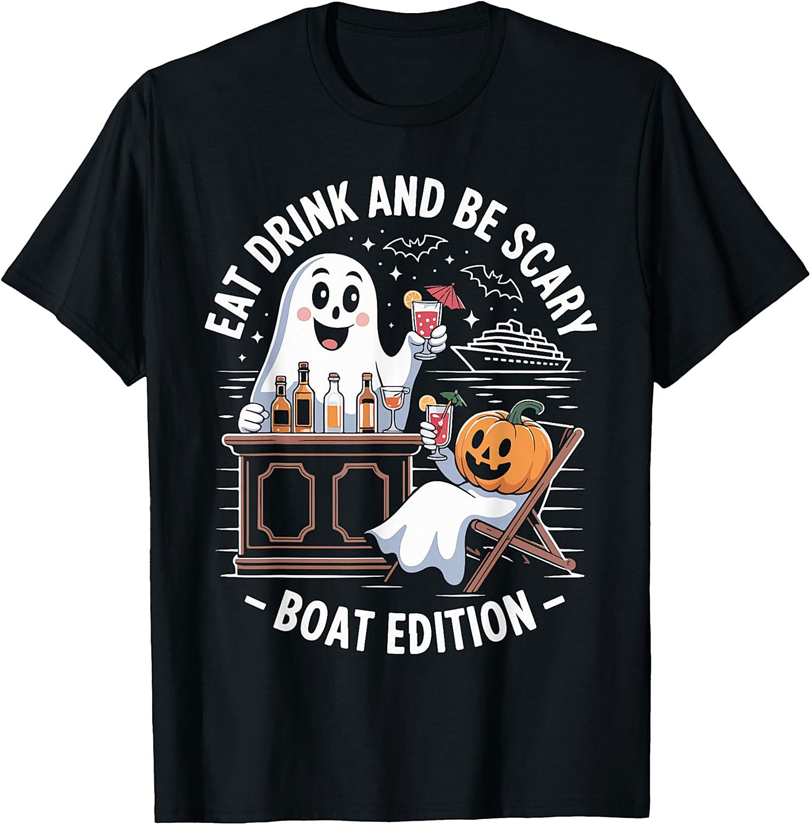 Funny Halloween Cruise T-Shirt | Eat Drink and Be Scary Tee