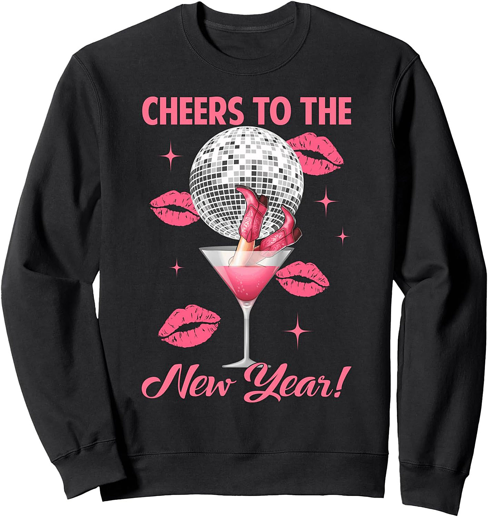 Cheers to the New Year! Disco Ball Crewneck Sweatshirt
