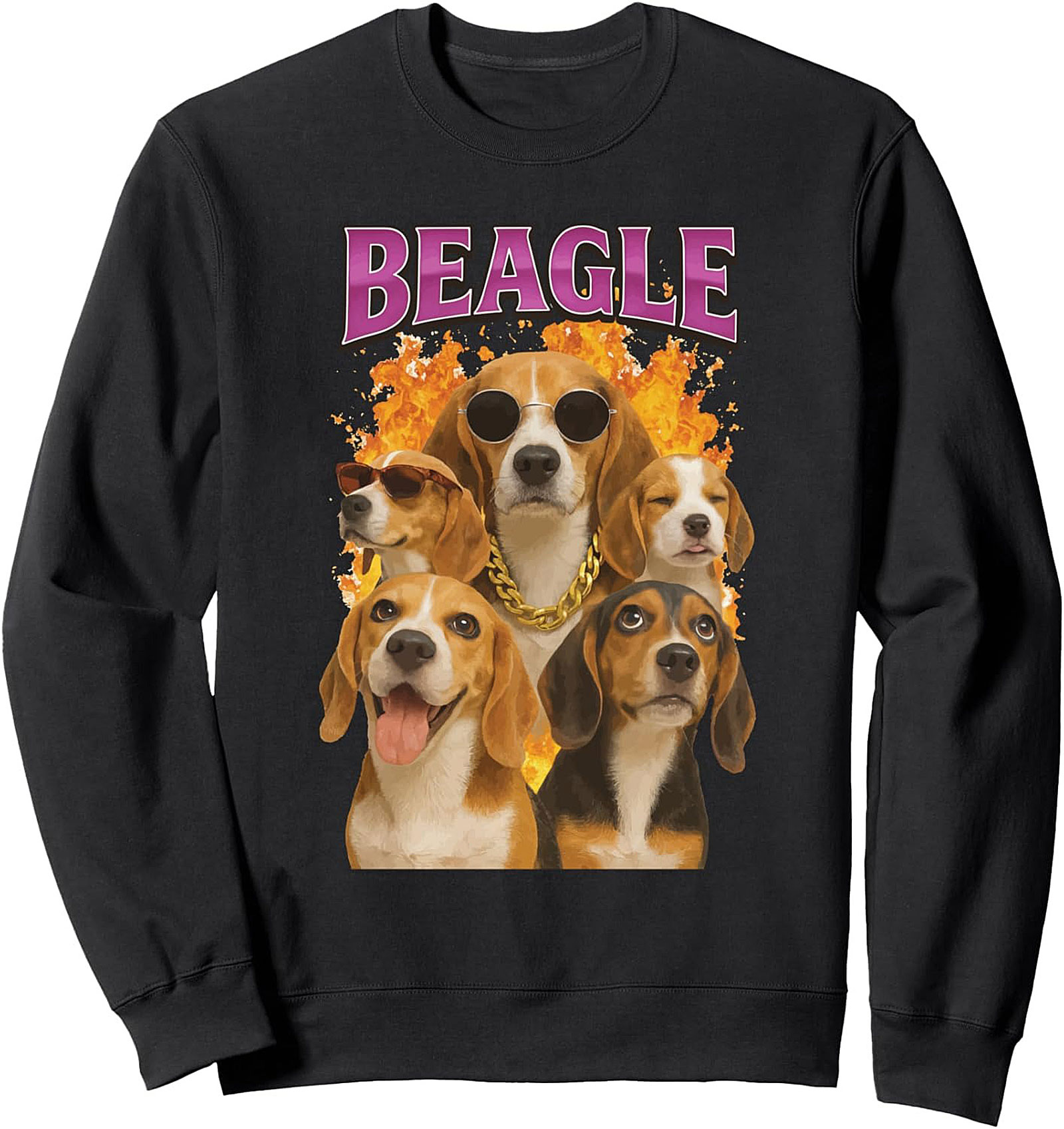 BEAGLE Dog Graphic Sweatshirt - Cool Gangster Beagle Crewneck Pullover