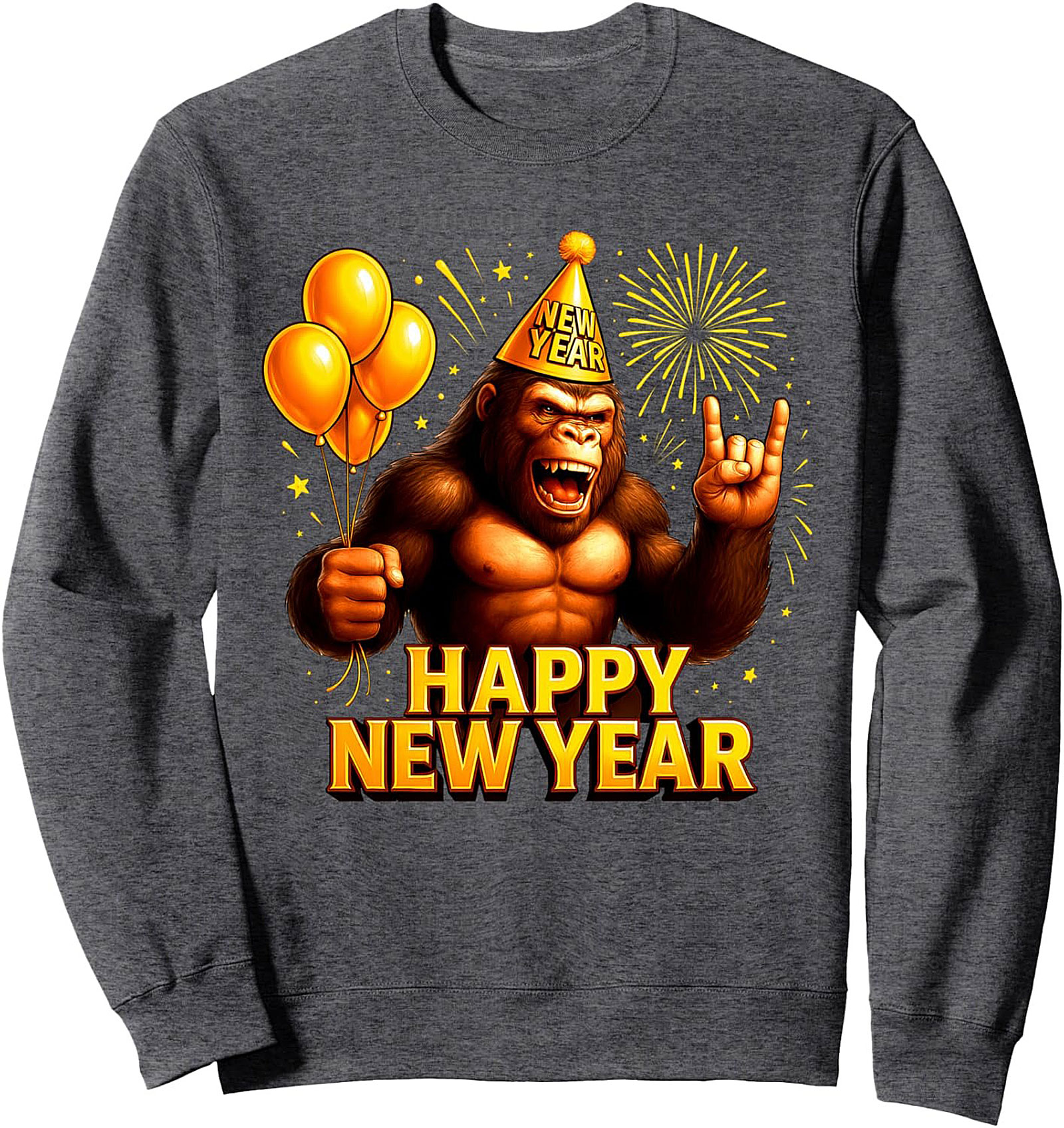 Rockin' New Year Gorilla Sweatshirt Crewneck Pullover