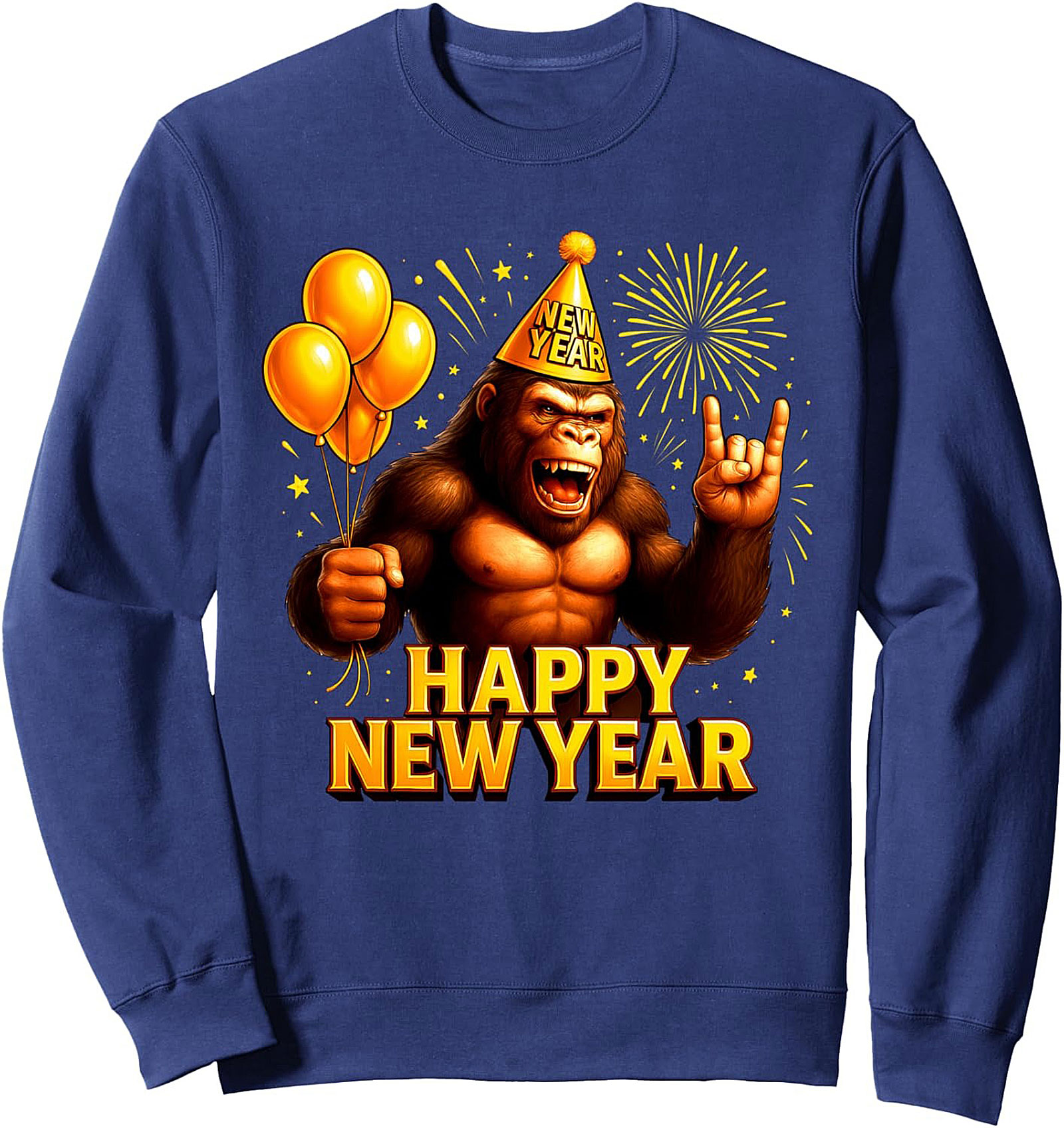 Rockin' New Year Gorilla Sweatshirt Crewneck Pullover