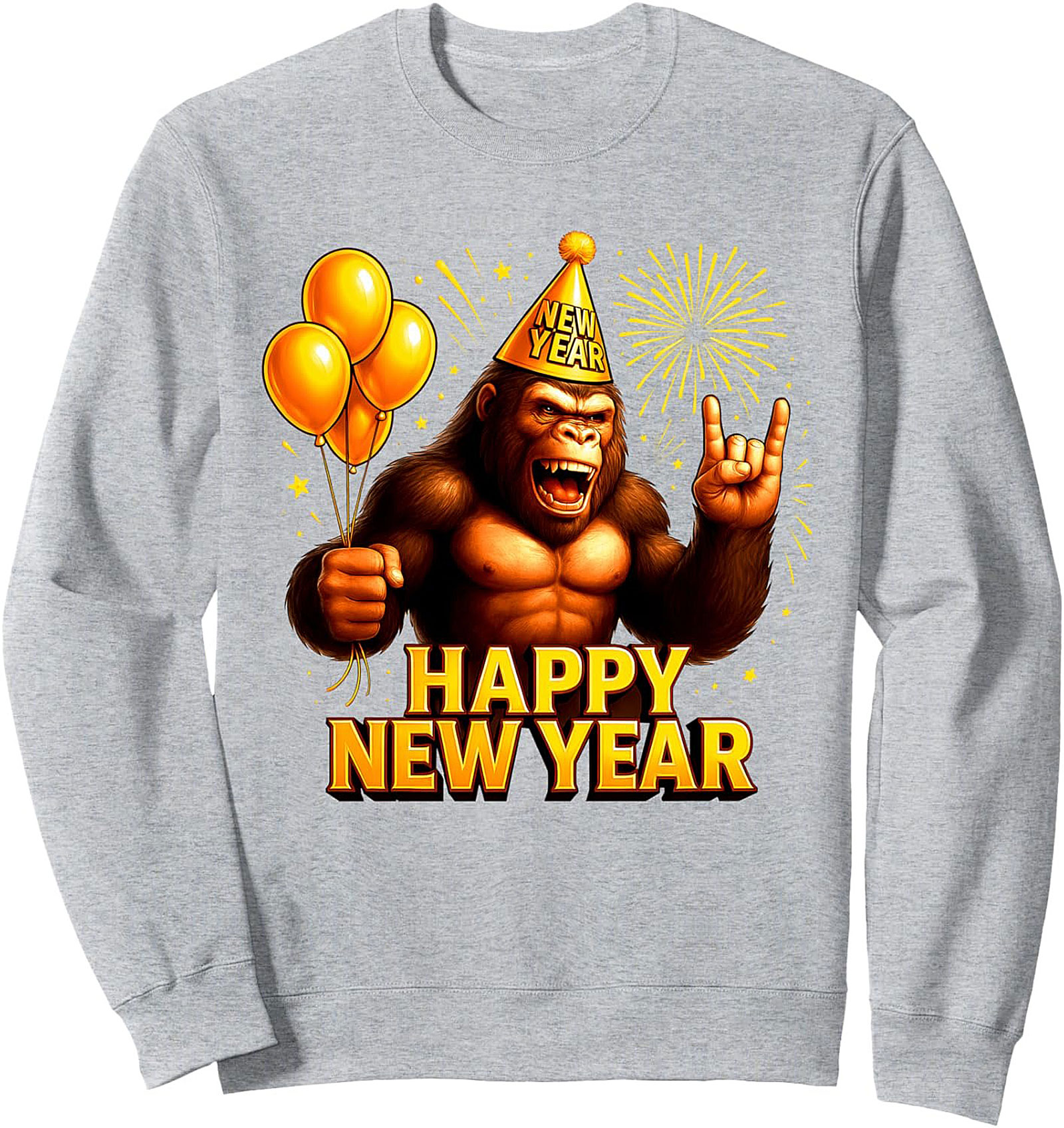 Rockin' New Year Gorilla Sweatshirt Crewneck Pullover