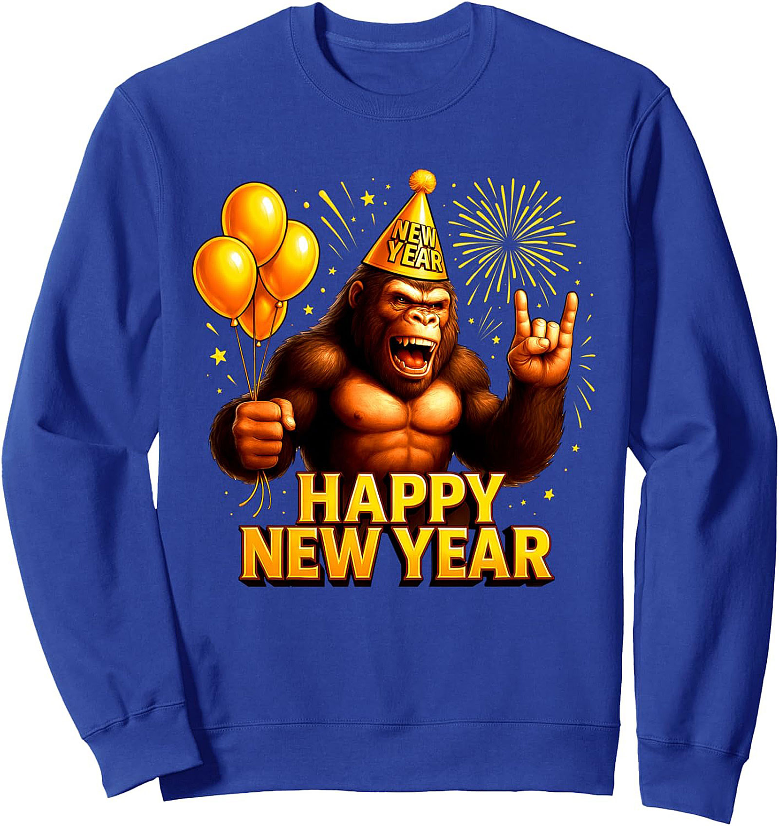 Rockin' New Year Gorilla Sweatshirt Crewneck Pullover