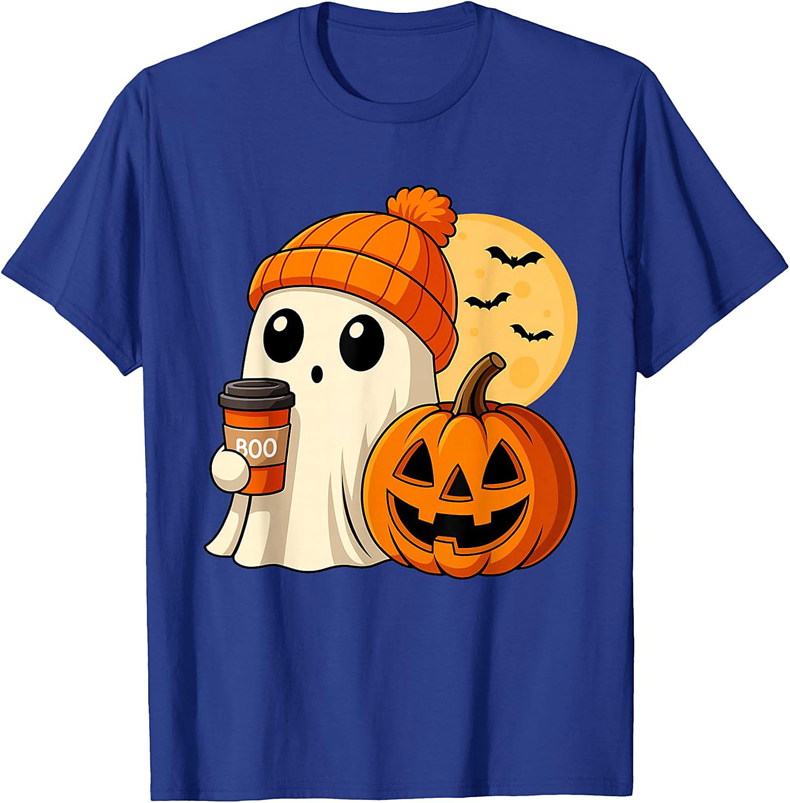 Cute Ghost Coffee Beanie T-Shirt | Funny Halloween Graphic Tee