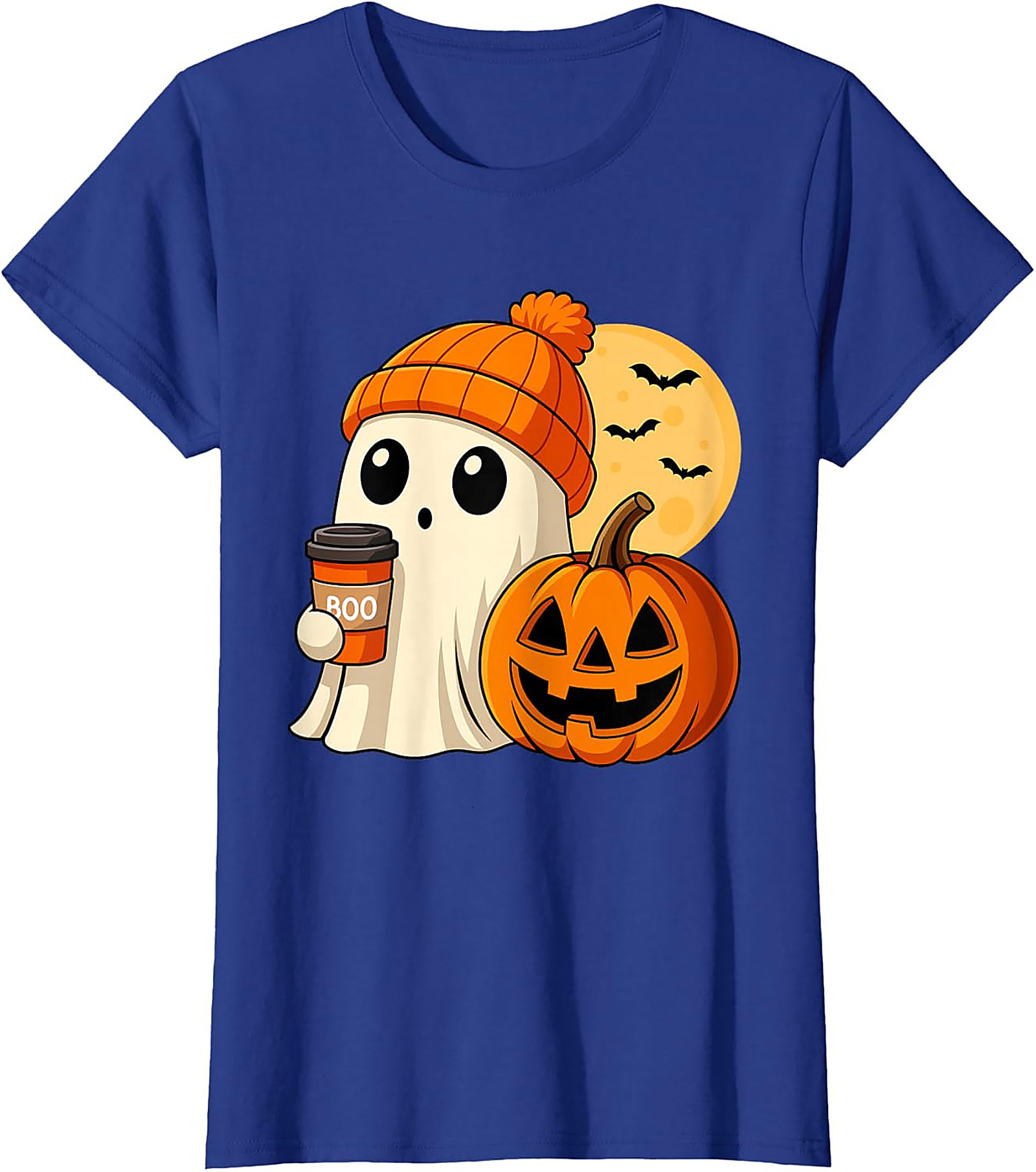 Cute Ghost Coffee Beanie T-Shirt | Funny Halloween Graphic Tee