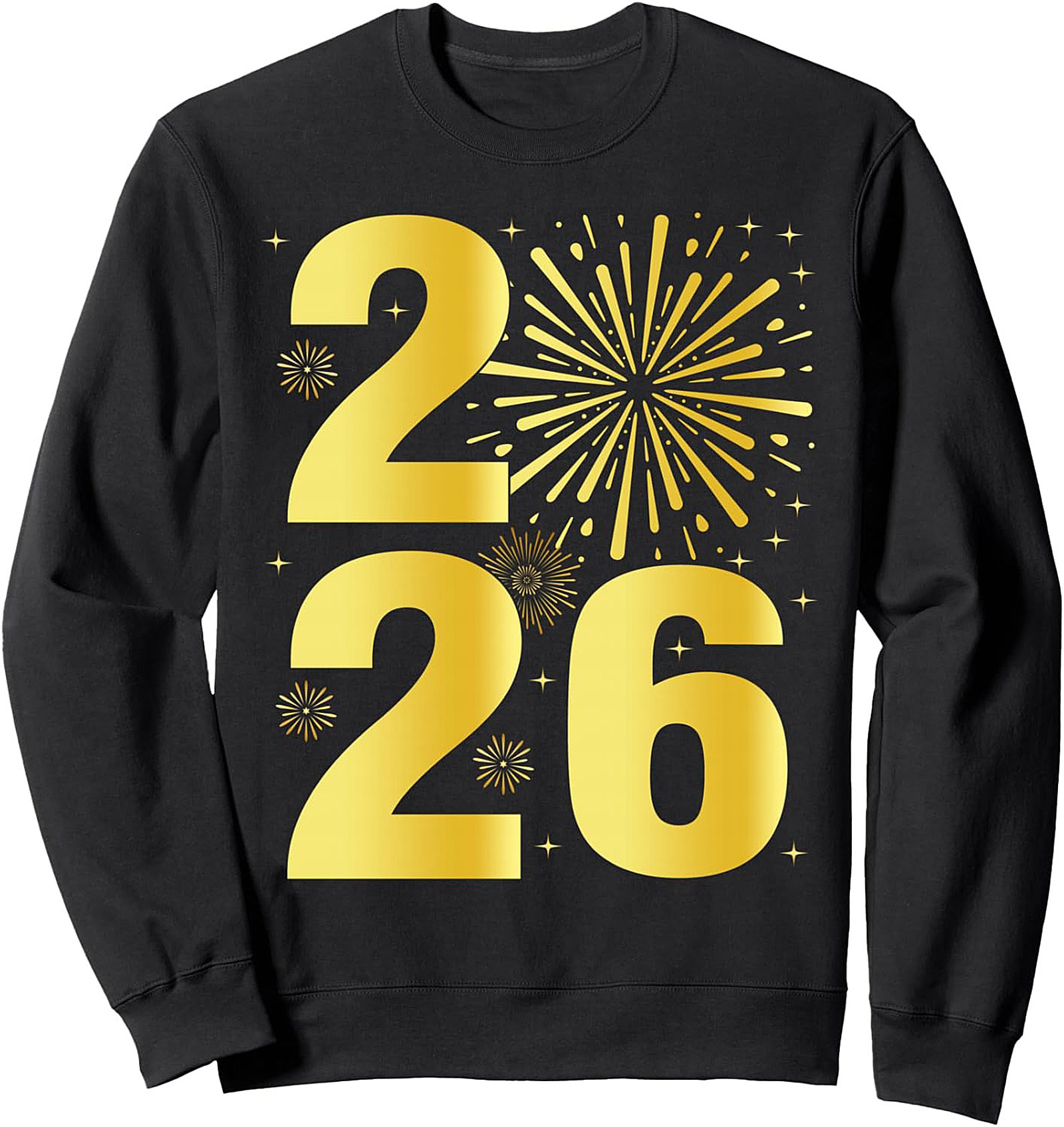 New Year 2026 Crewneck Sweatshirt Gold Celebration Gift