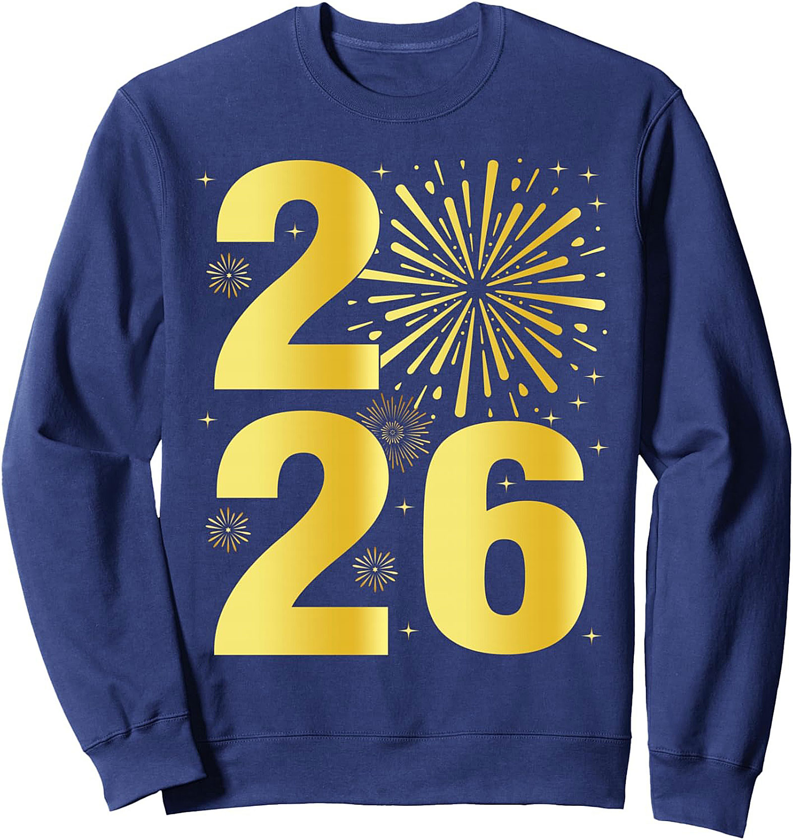 New Year 2026 Crewneck Sweatshirt Gold Celebration Gift