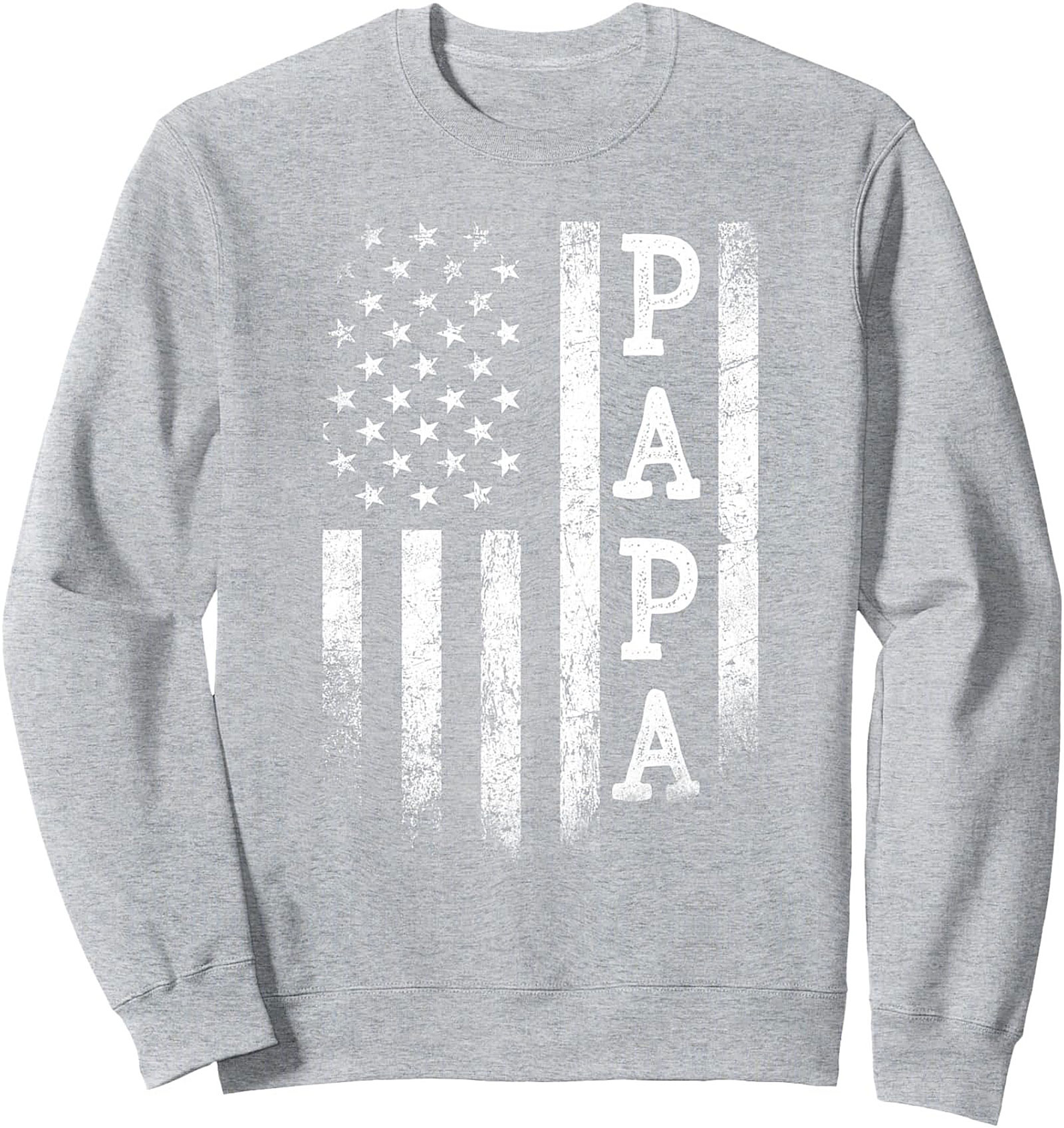 Patriotic Papa Crewneck Sweatshirt American Flag Gift