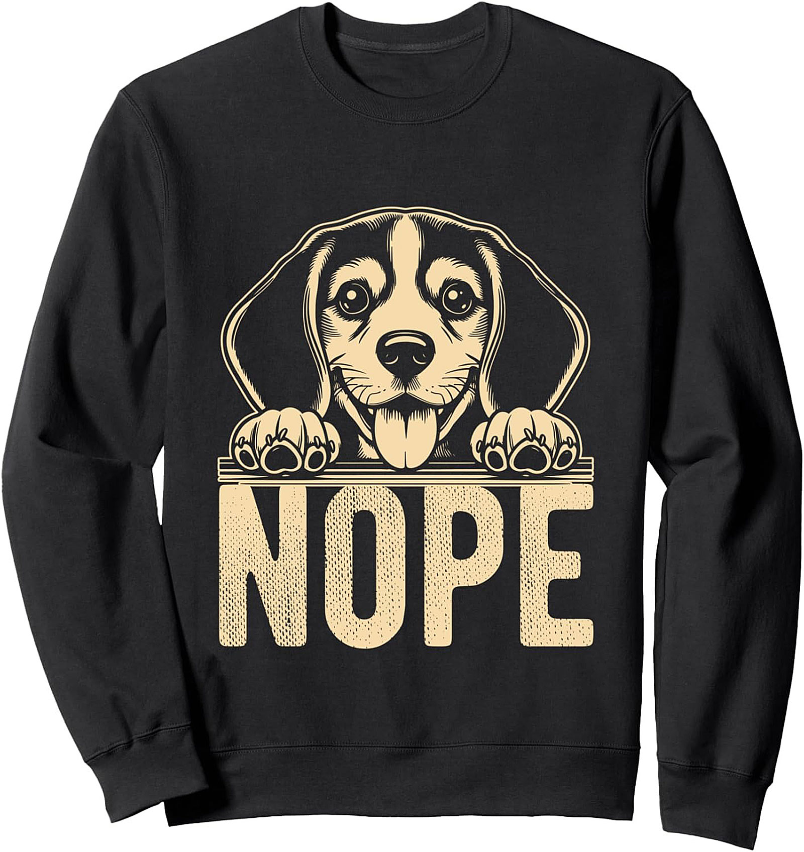 Funny Beagle Nope Graphic Sweatshirt | Sarcastic Dog Crewneck Pullover