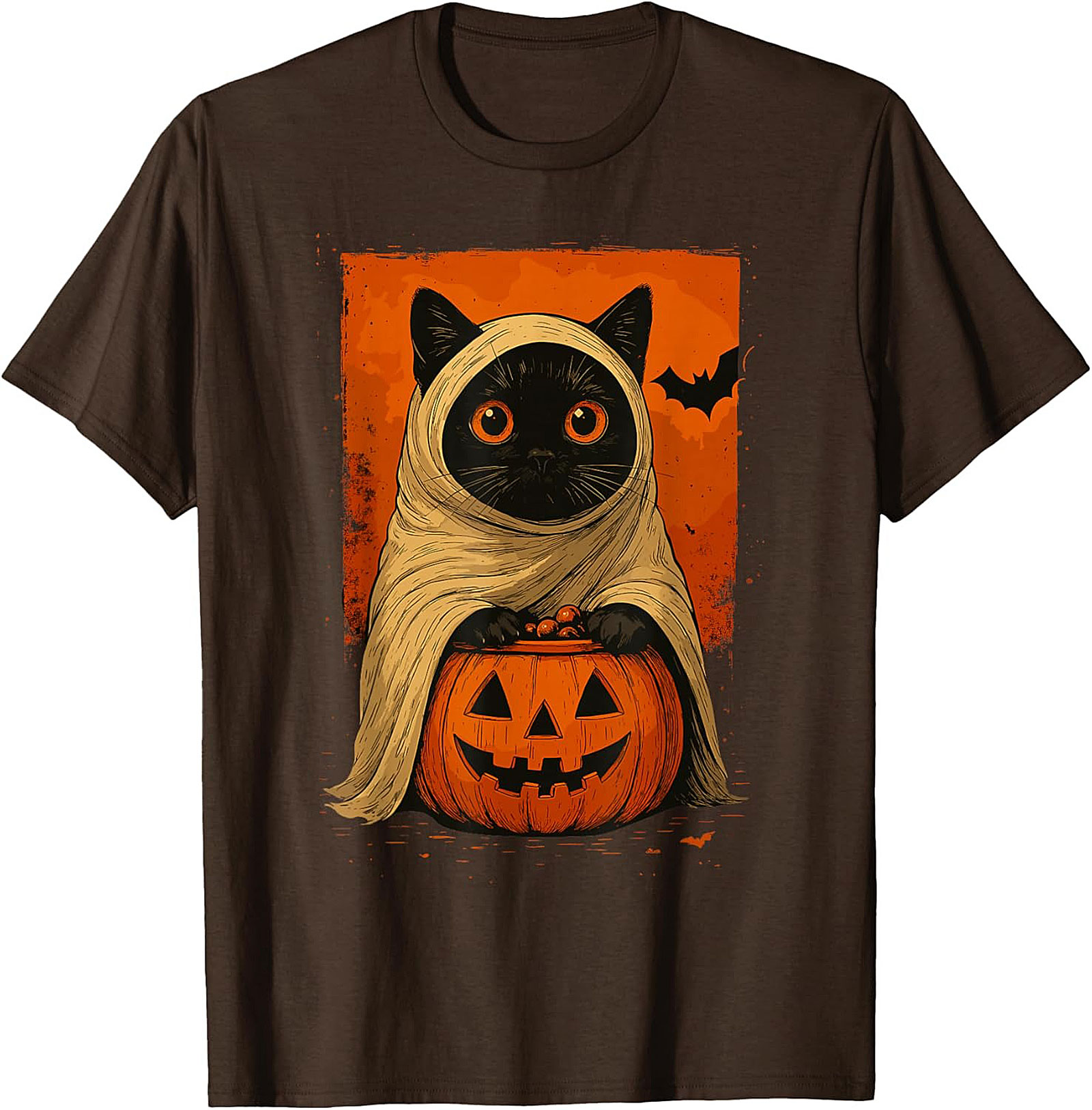 Cute Halloween Cat T-Shirt | Ghost Black Cat Graphic Tee