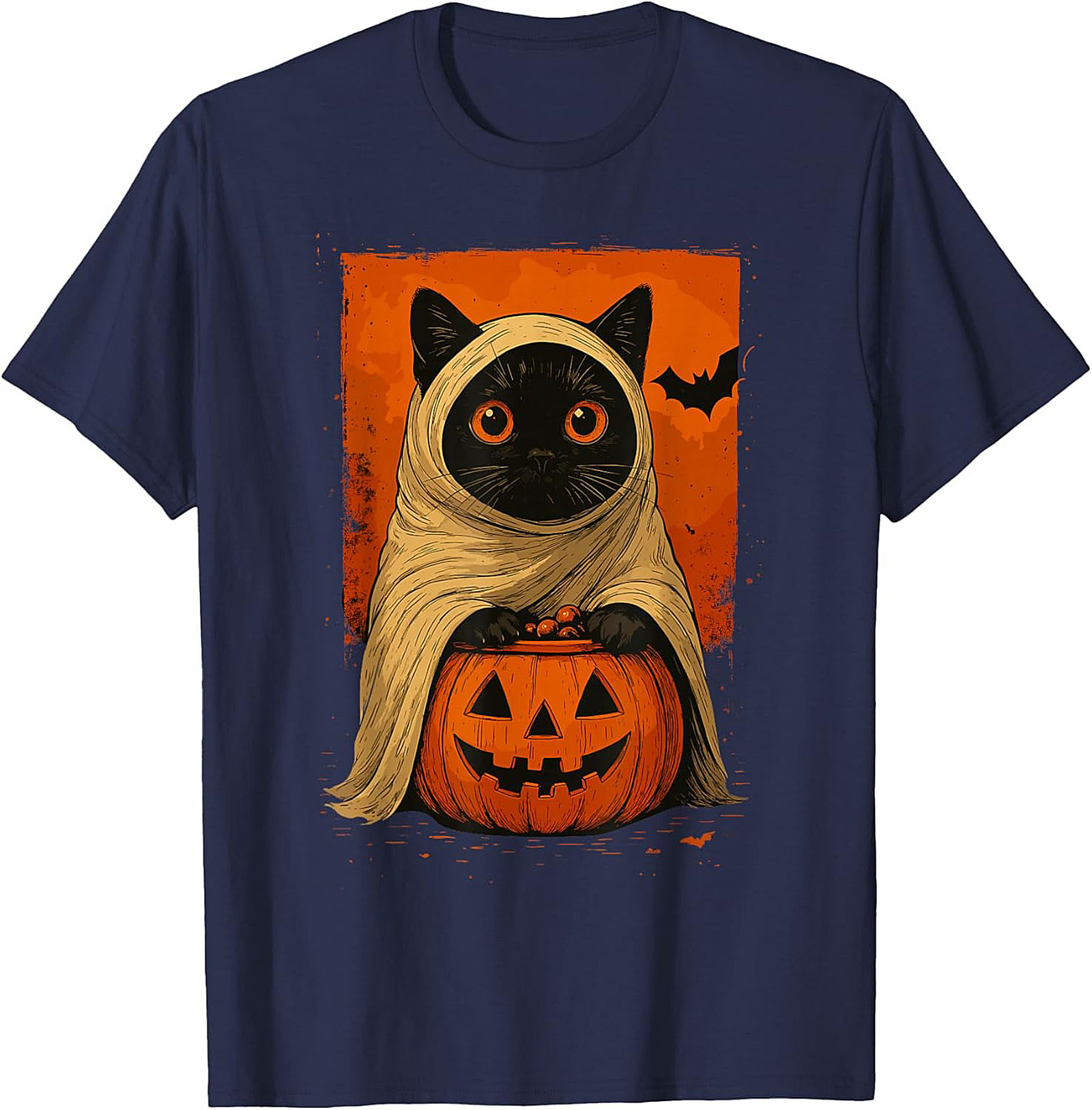Cute Halloween Cat T-Shirt | Ghost Black Cat Graphic Tee