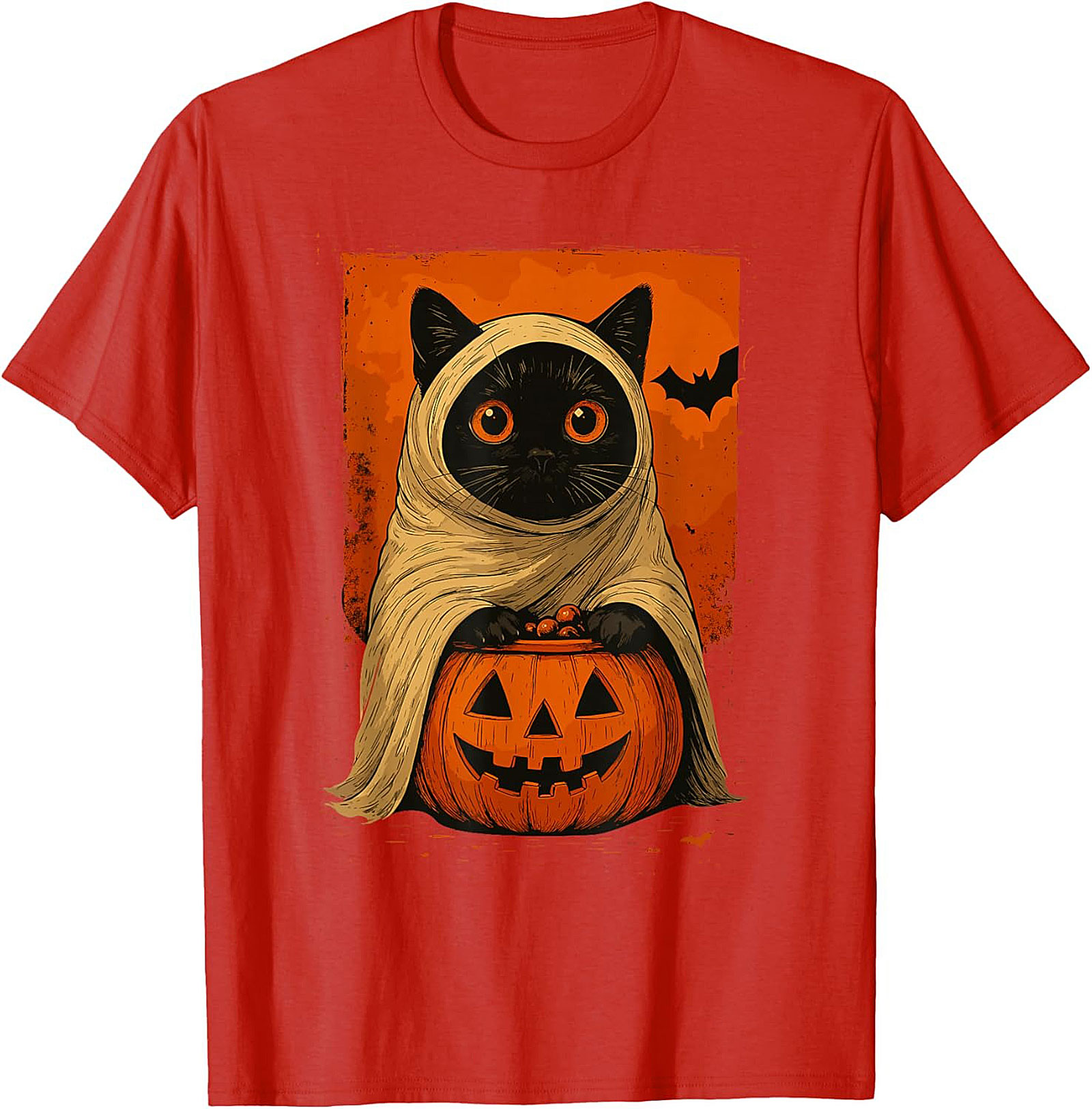 Cute Halloween Cat T-Shirt | Ghost Black Cat Graphic Tee