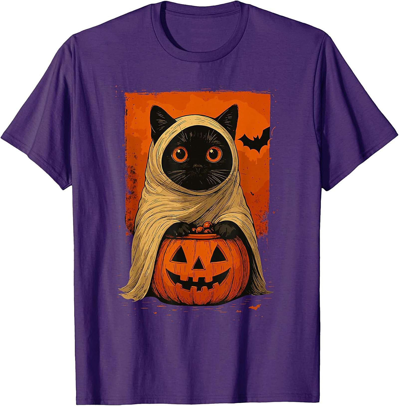 Cute Halloween Cat T-Shirt | Ghost Black Cat Graphic Tee