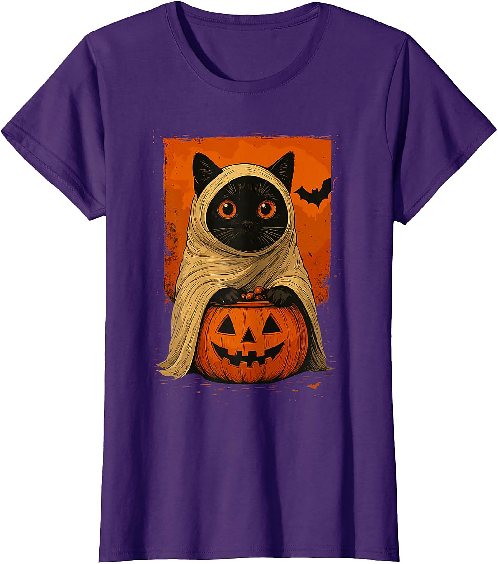 Cute Halloween Cat T-Shirt | Ghost Black Cat Graphic Tee