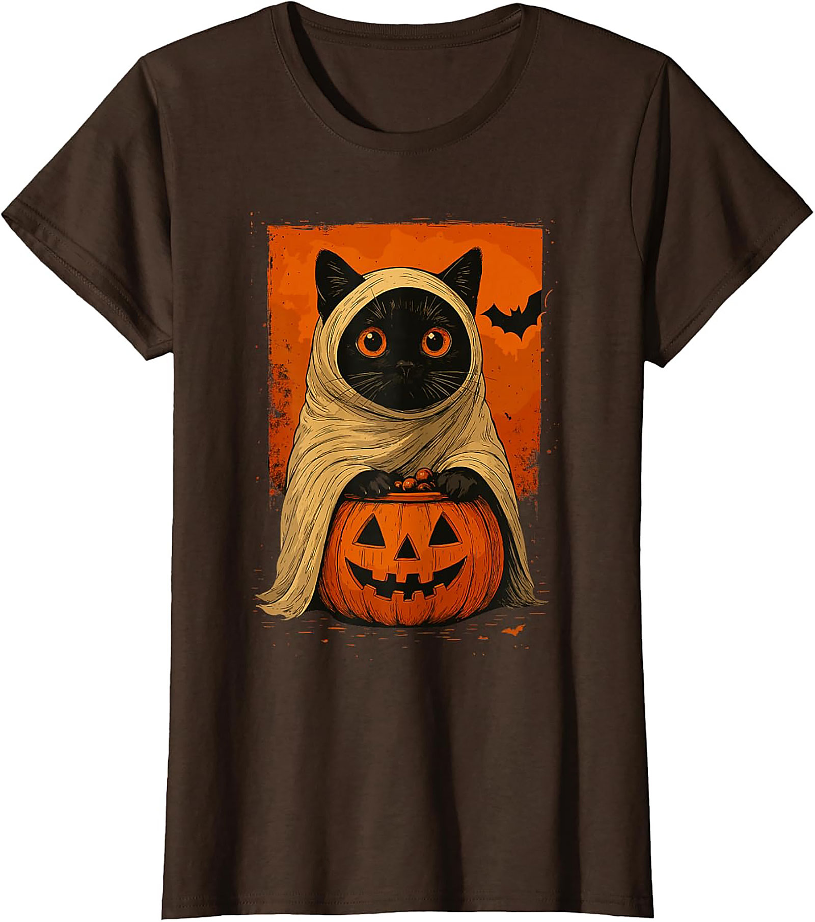Cute Halloween Cat T-Shirt | Ghost Black Cat Graphic Tee