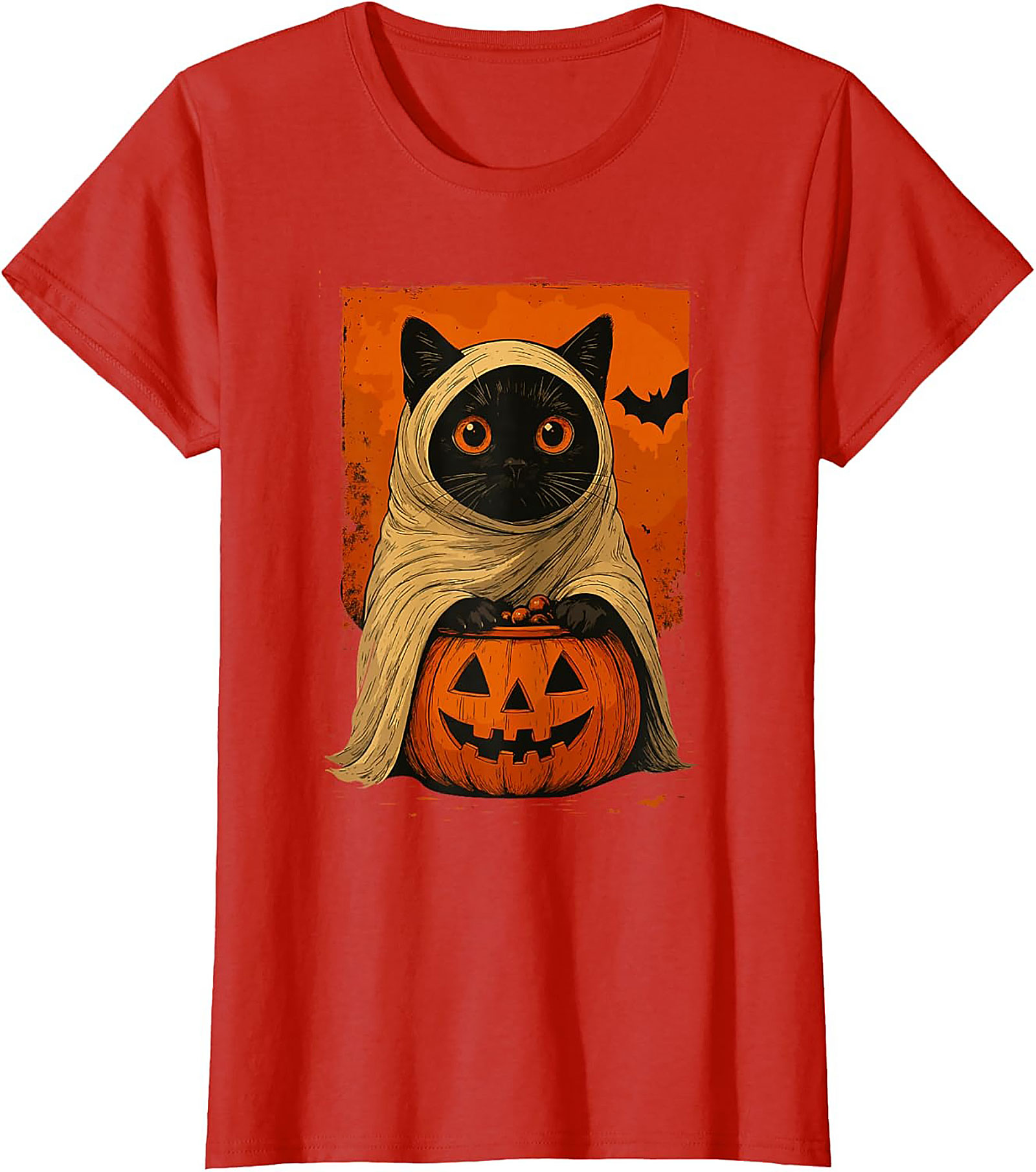 Cute Halloween Cat T-Shirt | Ghost Black Cat Graphic Tee