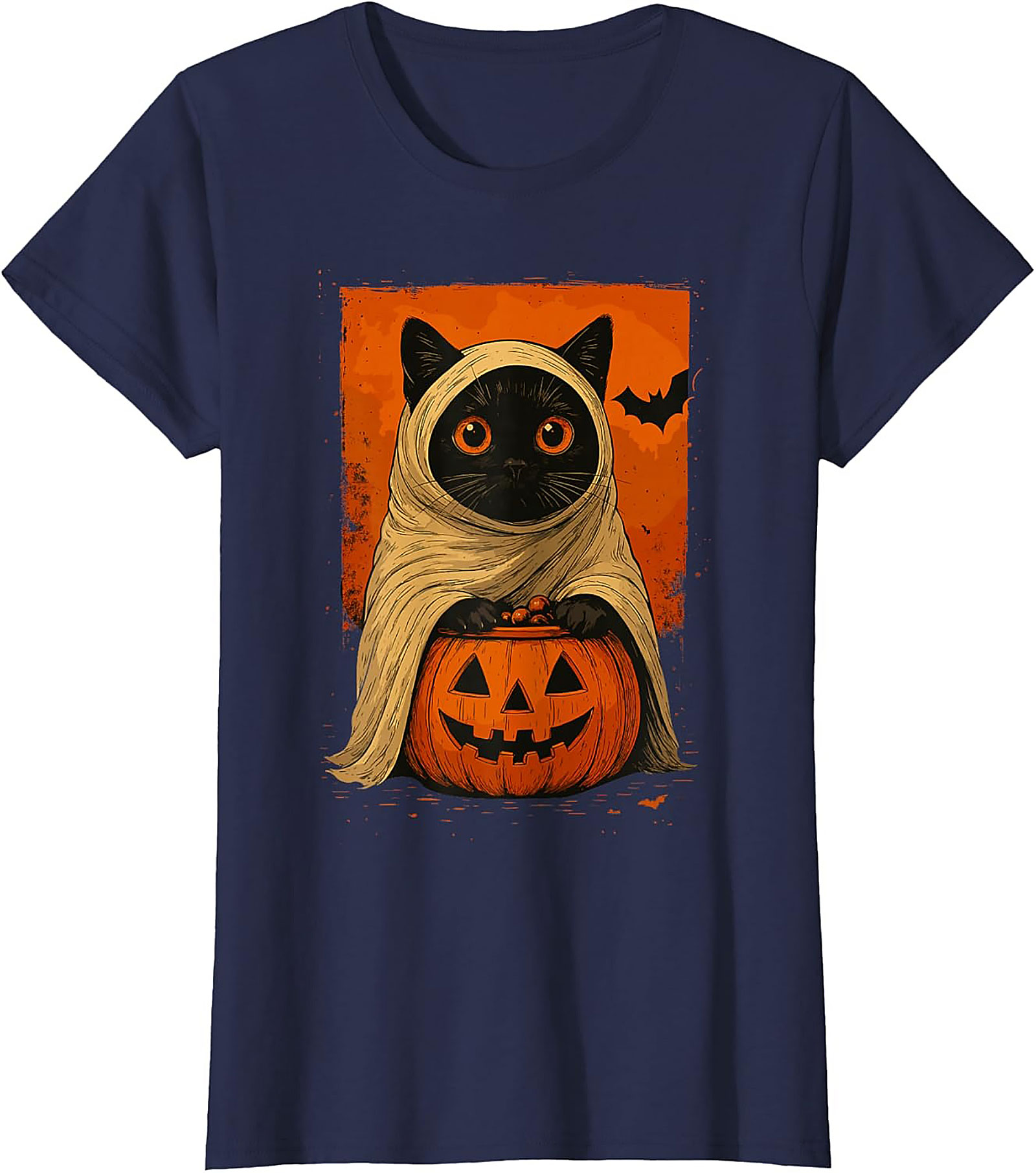 Cute Halloween Cat T-Shirt | Ghost Black Cat Graphic Tee