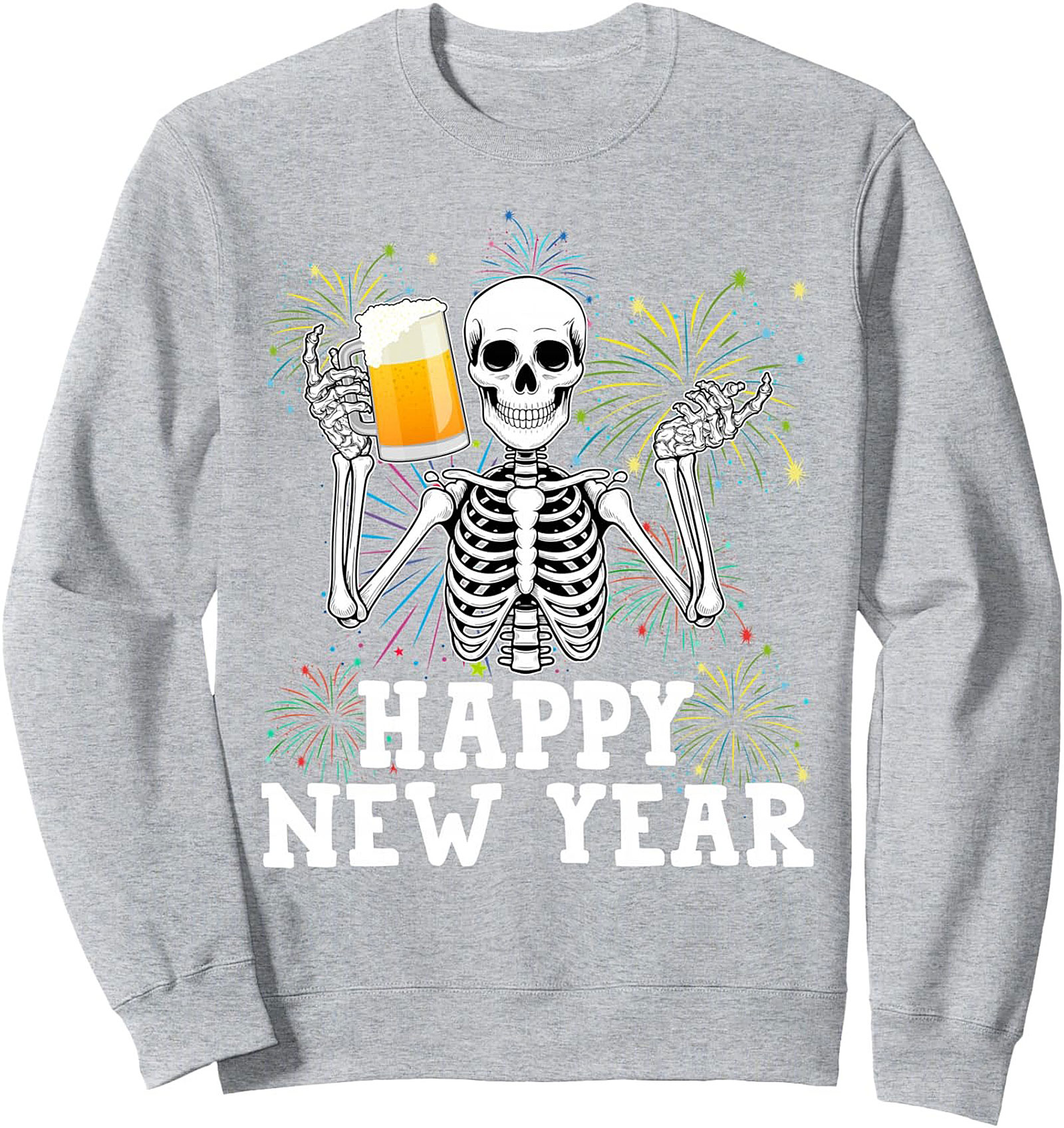 Funny Skeleton Happy New Year Crewneck Sweatshirt