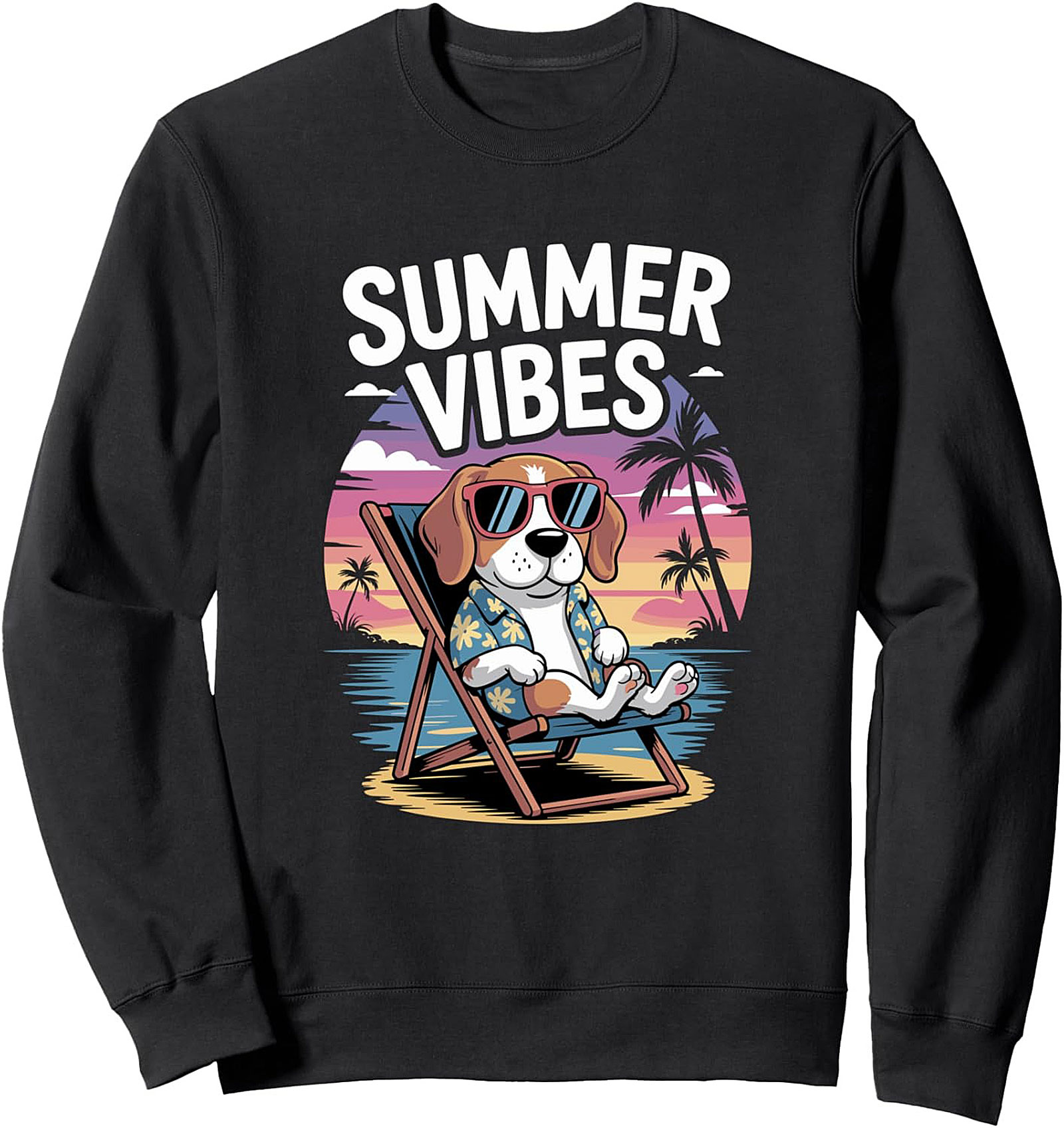 Beagle Summer Vibes Graphic Sweatshirt – Tropical Dog Pullover
