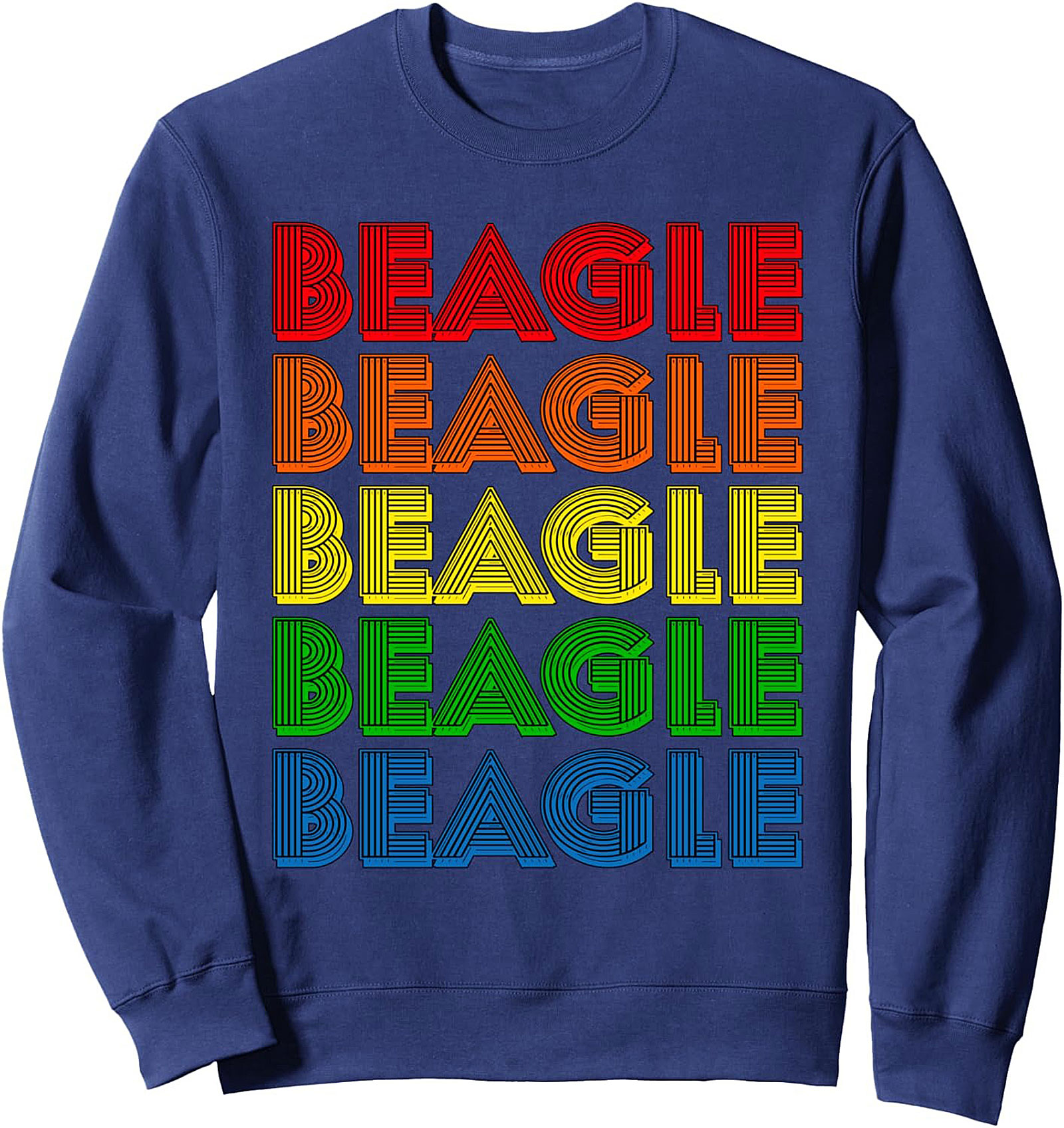Retro Rainbow Beagle Pullover Sweatshirt - Vintage Dog Lover Crewneck