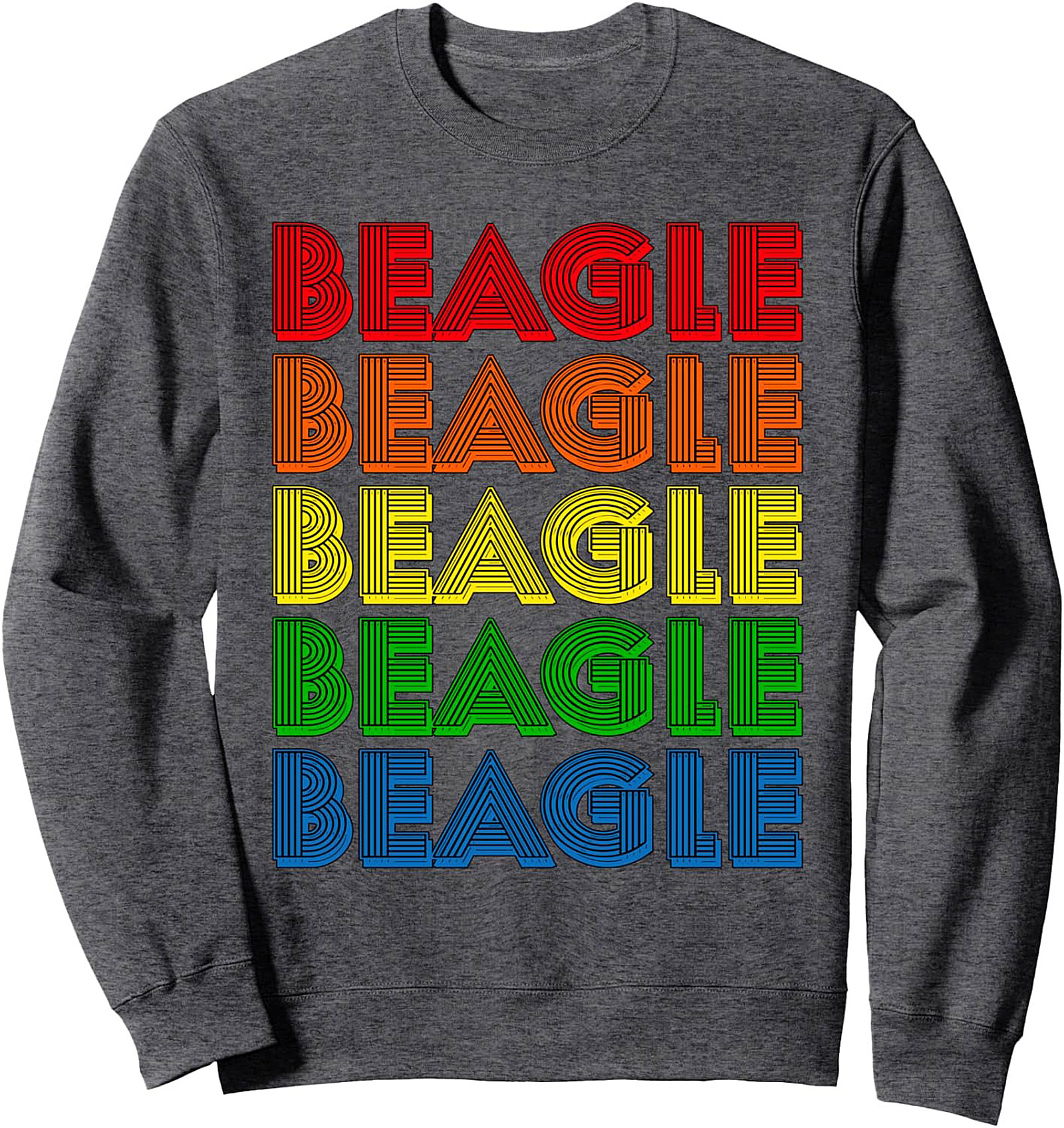 Retro Rainbow Beagle Pullover Sweatshirt - Vintage Dog Lover Crewneck