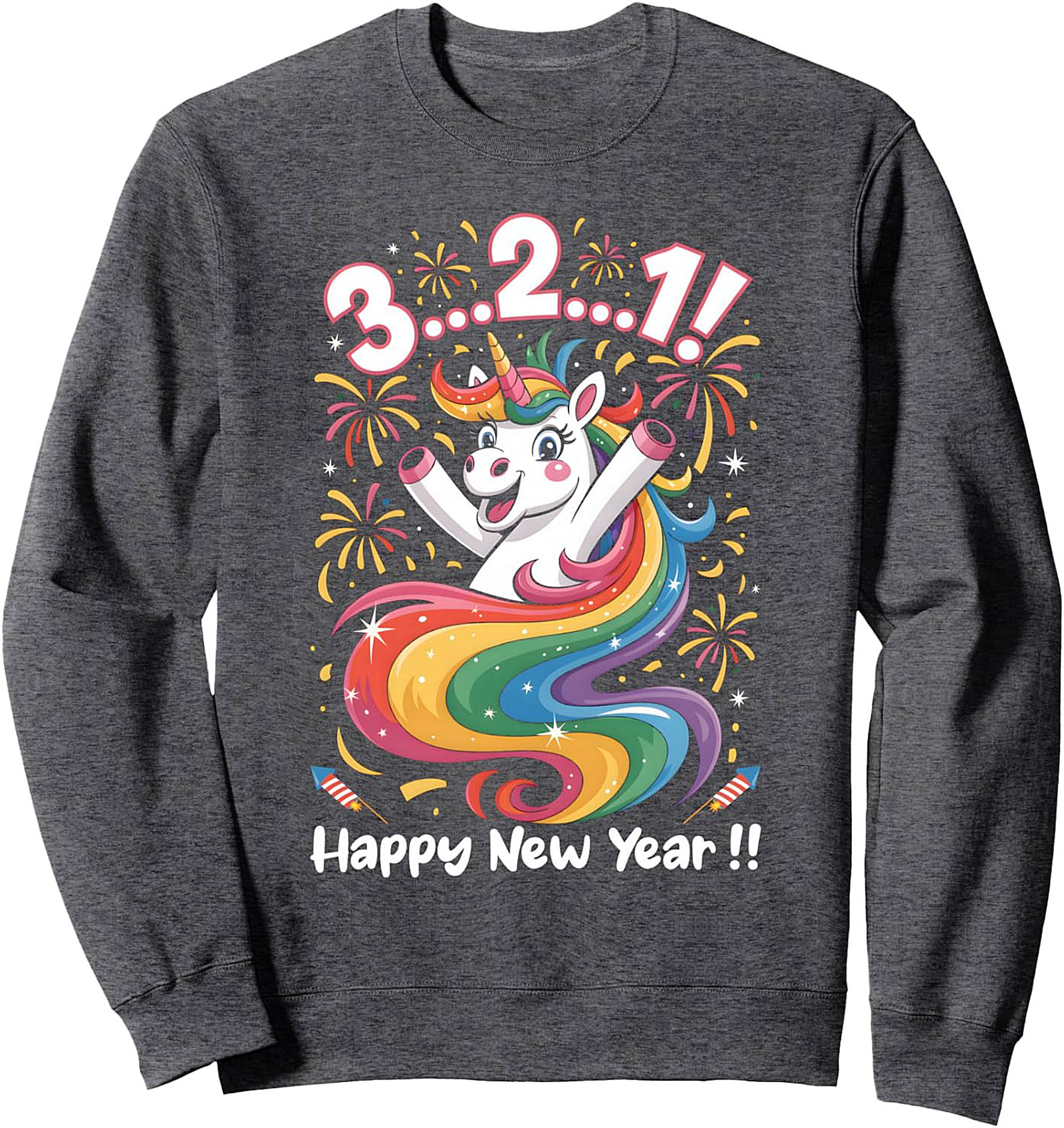  New Year Unicorn Graphic Sweatshirt Cozy Crewneck