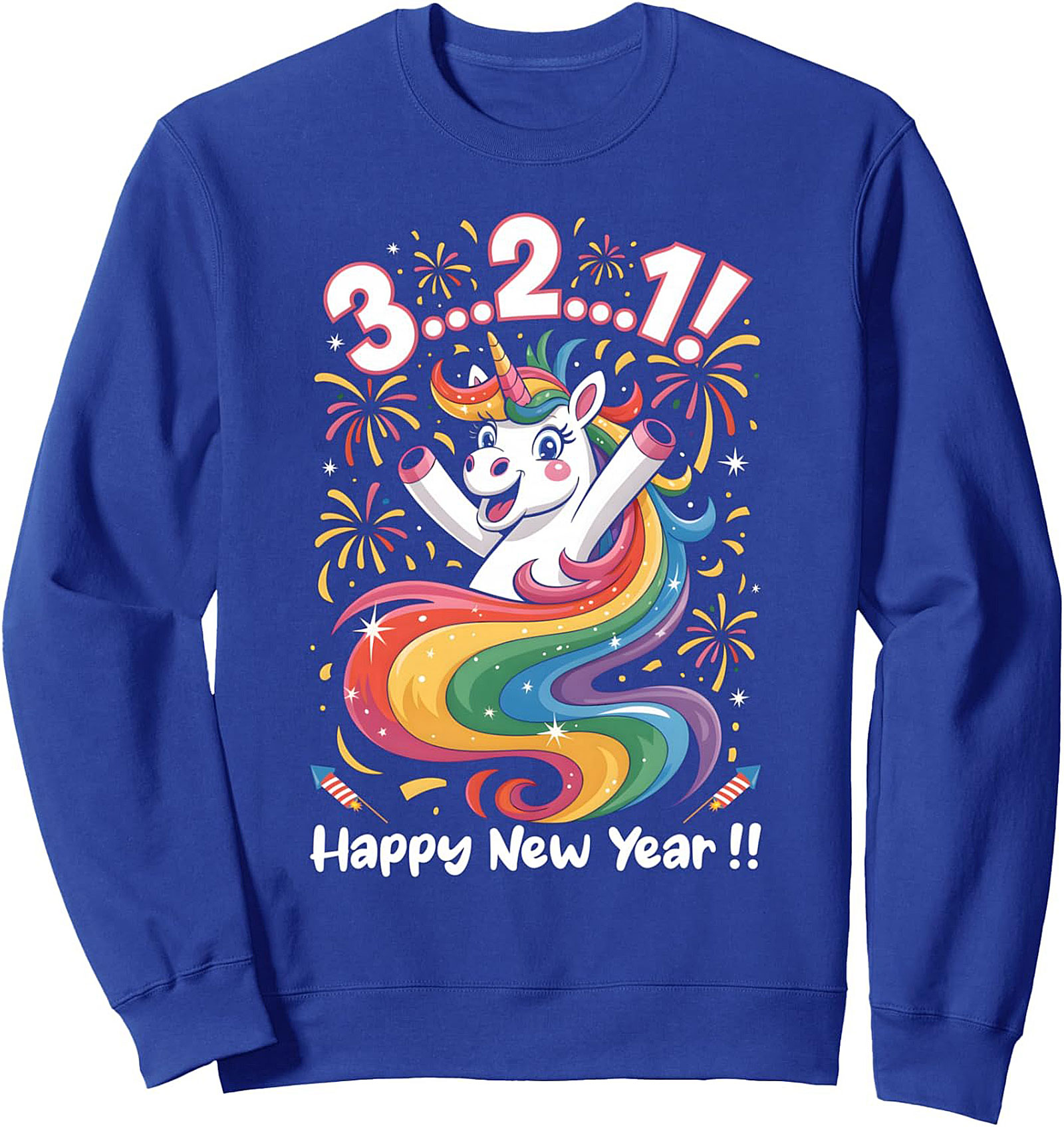  New Year Unicorn Graphic Sweatshirt Cozy Crewneck