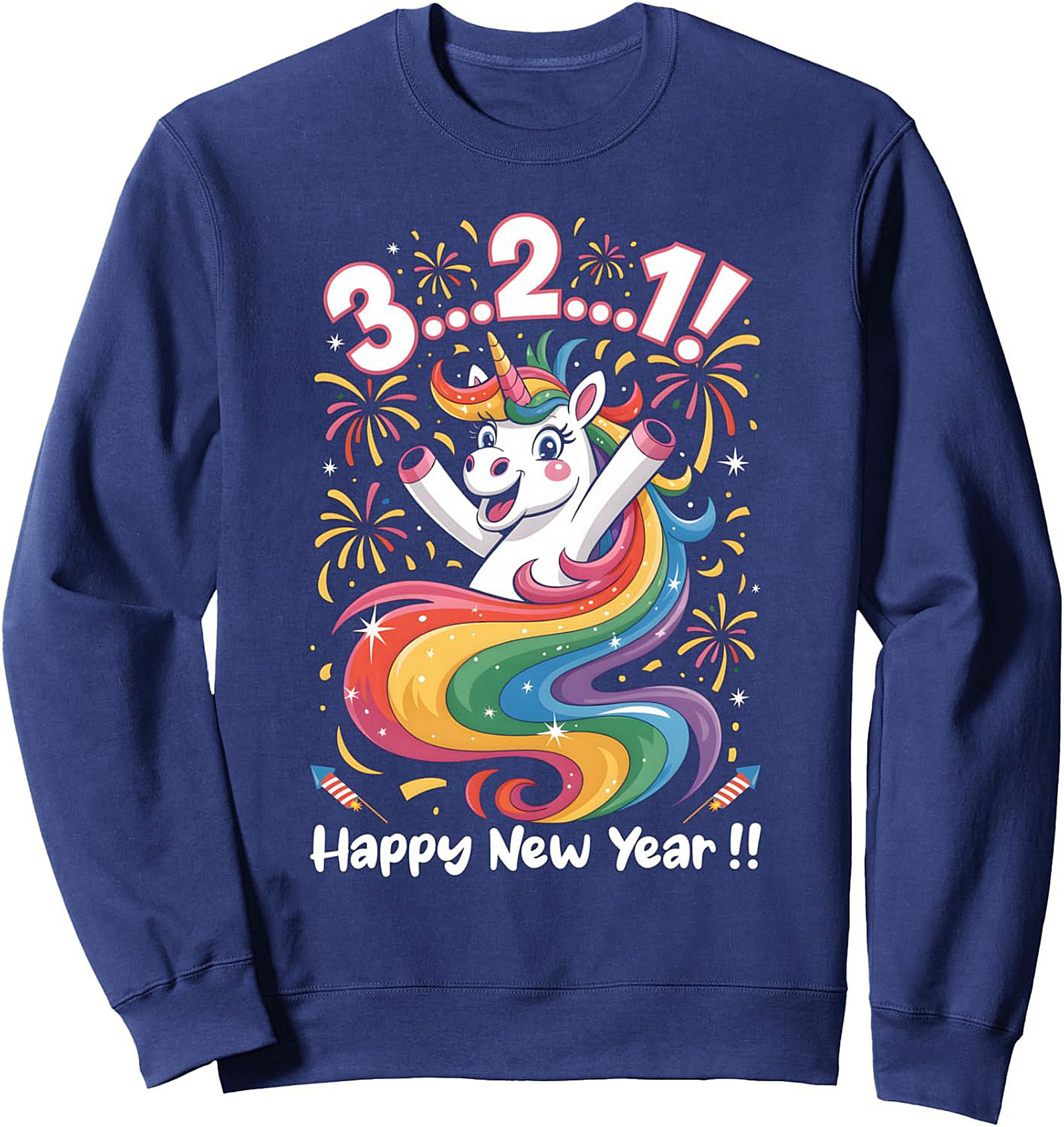  New Year Unicorn Graphic Sweatshirt Cozy Crewneck