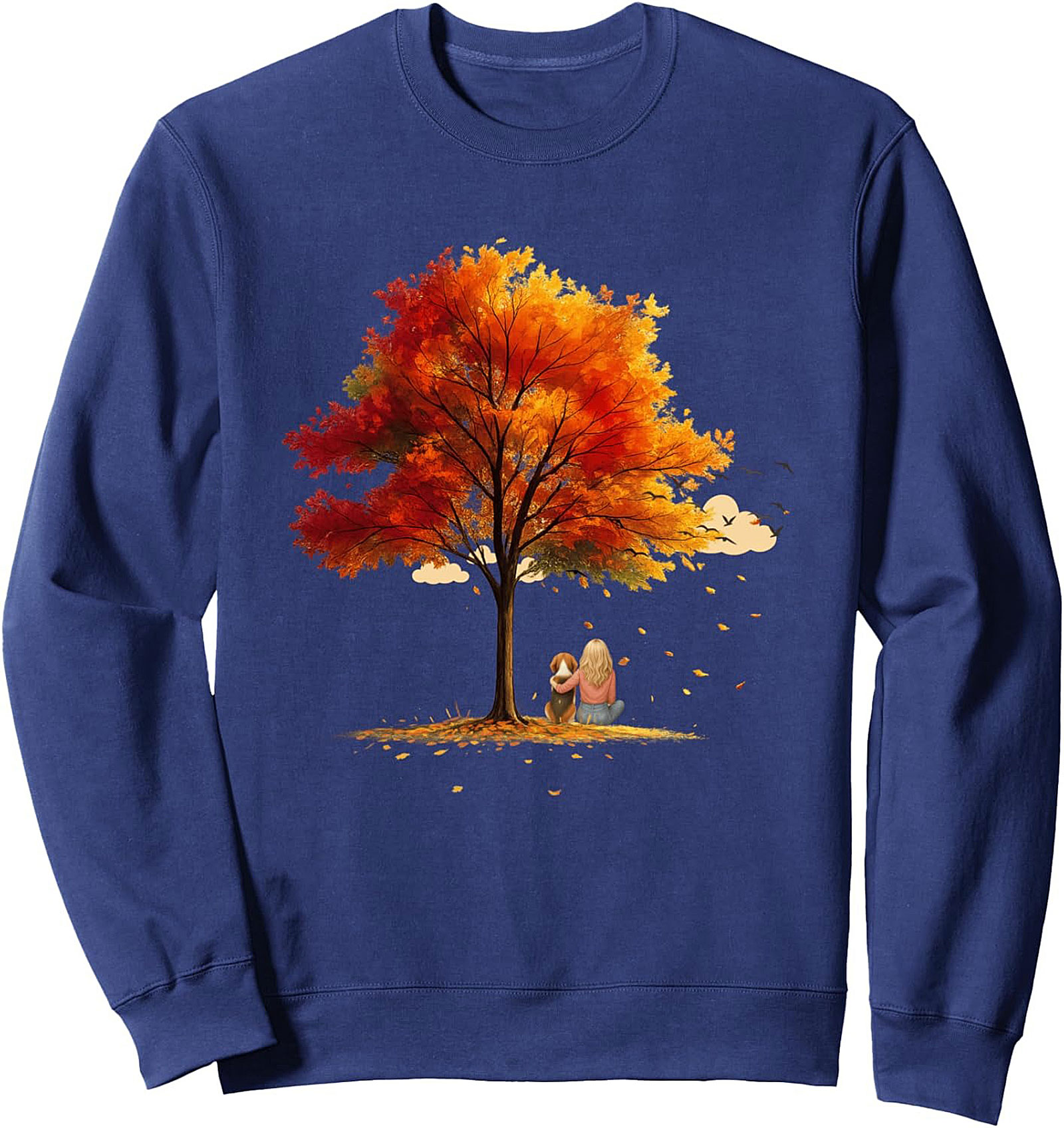 Autumn Dog Lover Crewneck Sweatshirt | Cozy Fall Tree Pullover